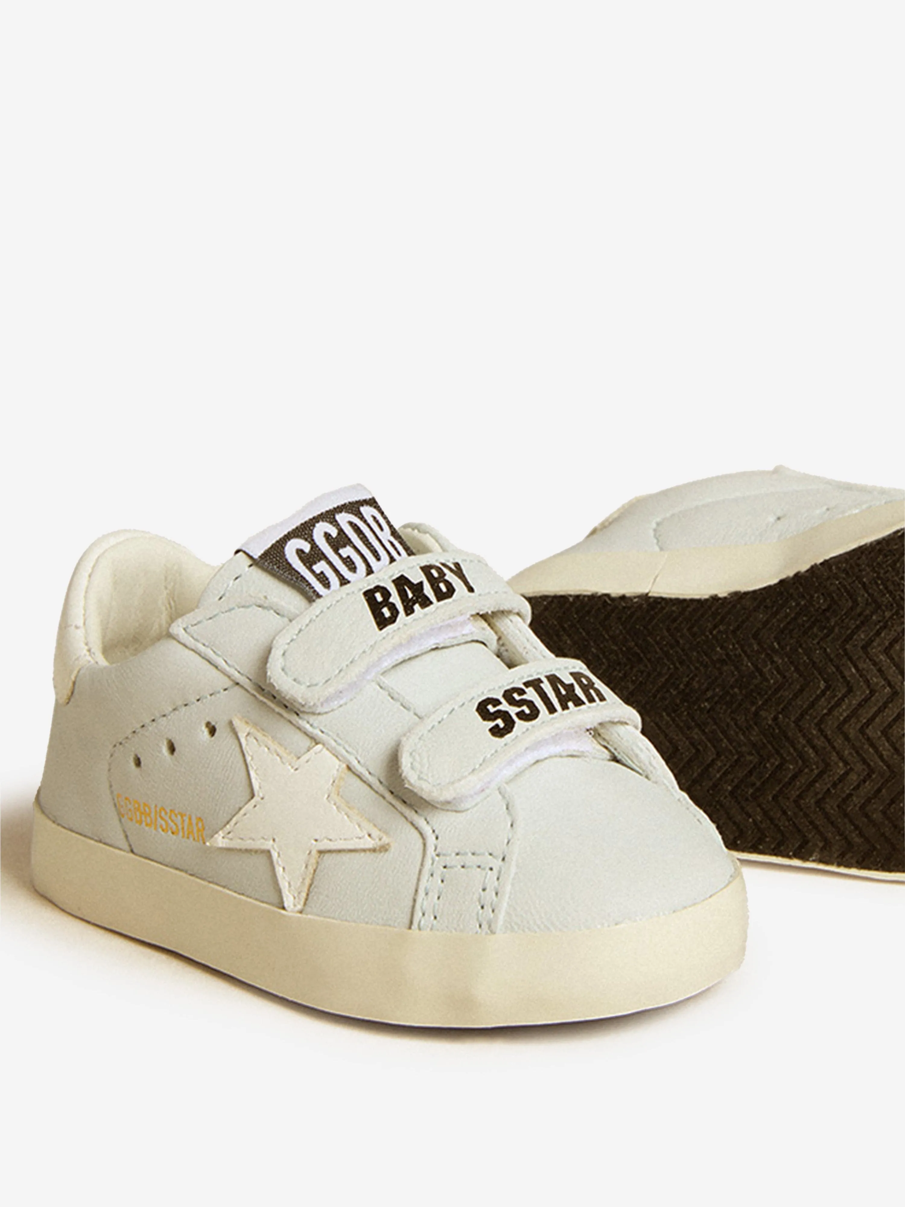 Baby Boys Leather School Trainers in Grey