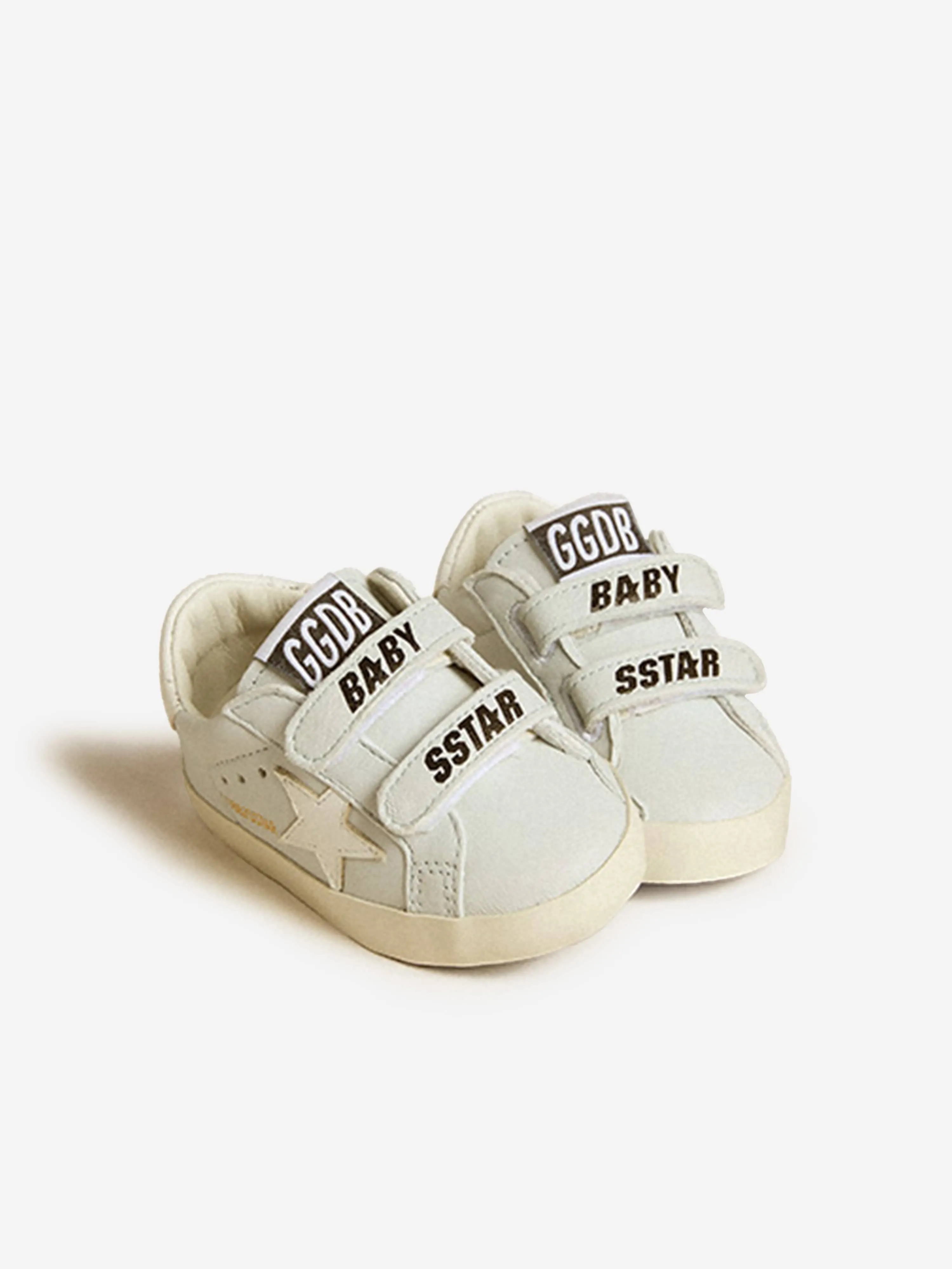 Baby Boys Leather School Trainers in Grey