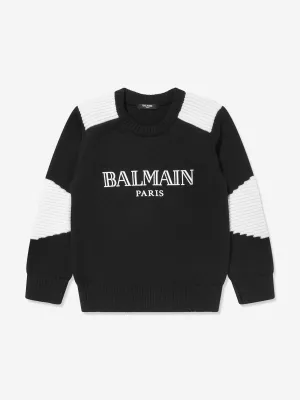 Balmain Boys Paris Logo Jumper in Black
