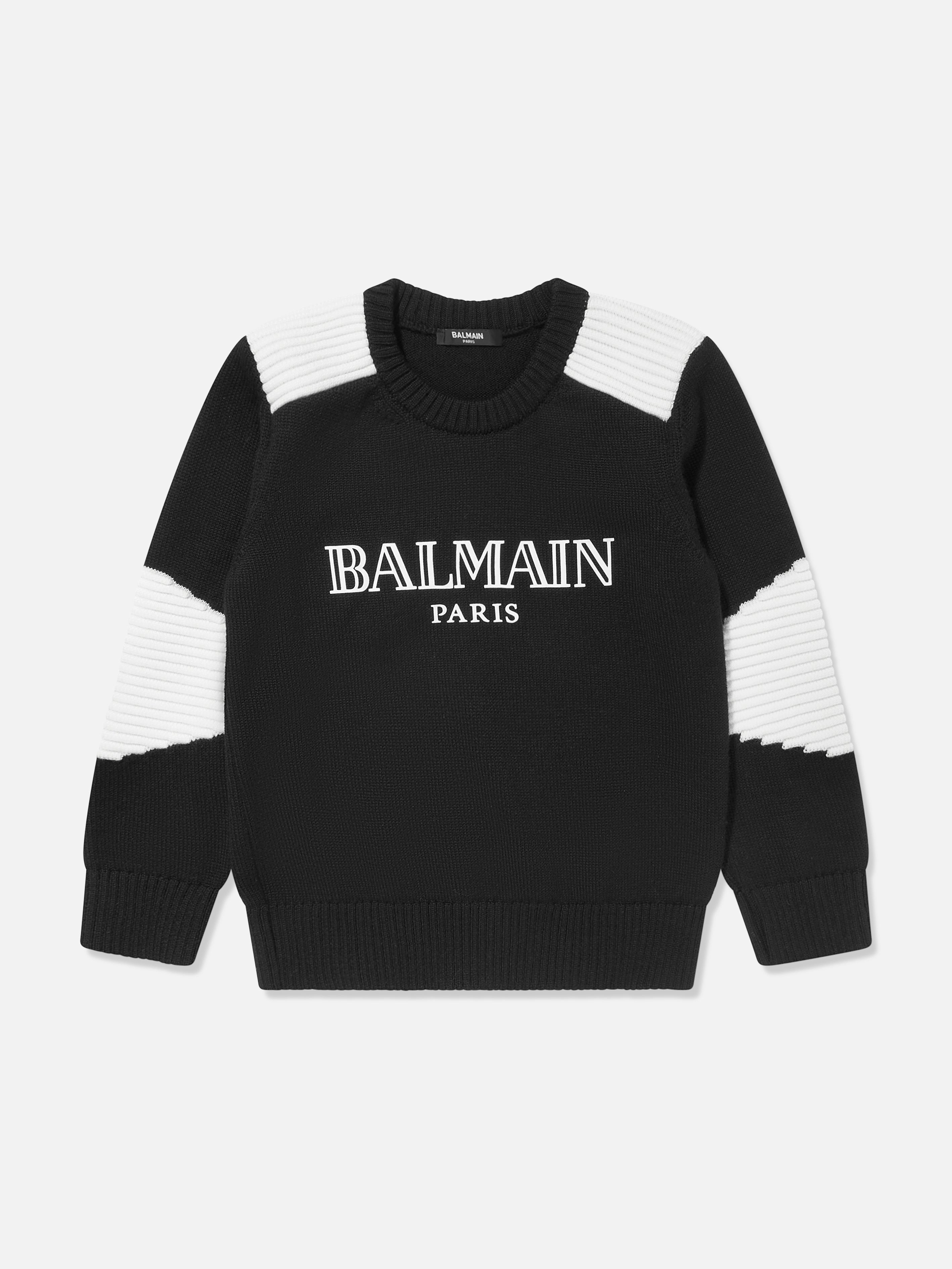 Balmain Boys Paris Logo Jumper in Black