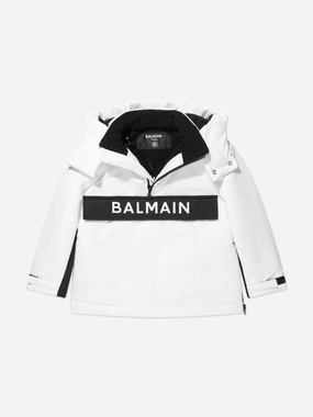 Balmain Kids Logo Ski Jacket in White
