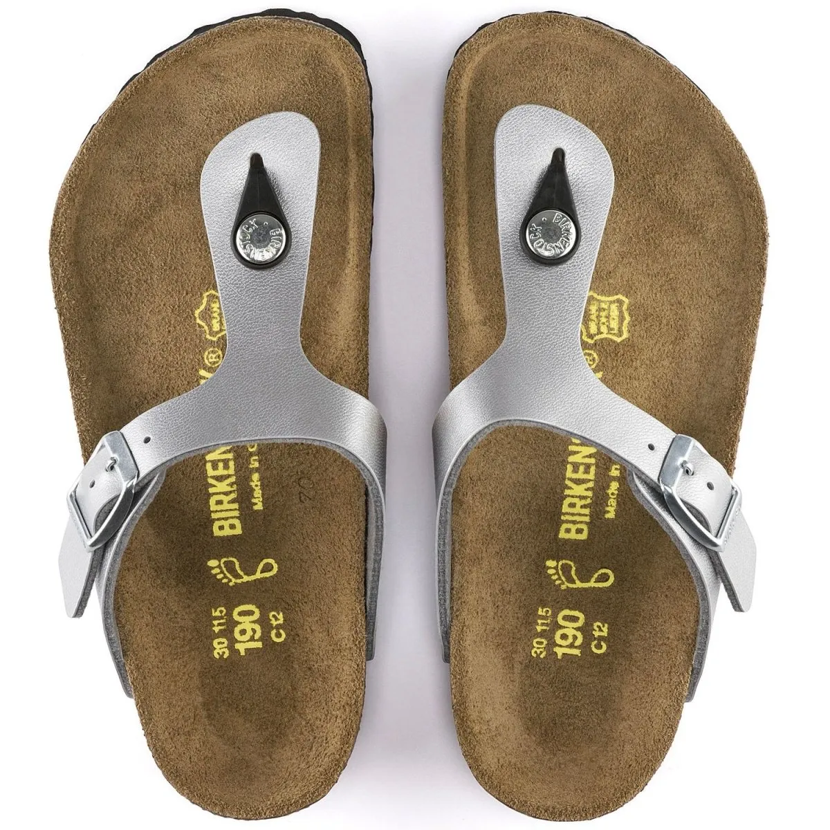 Birkenstock Girl's Gizeh Silver Birko-Flor (Sizes 30-34)