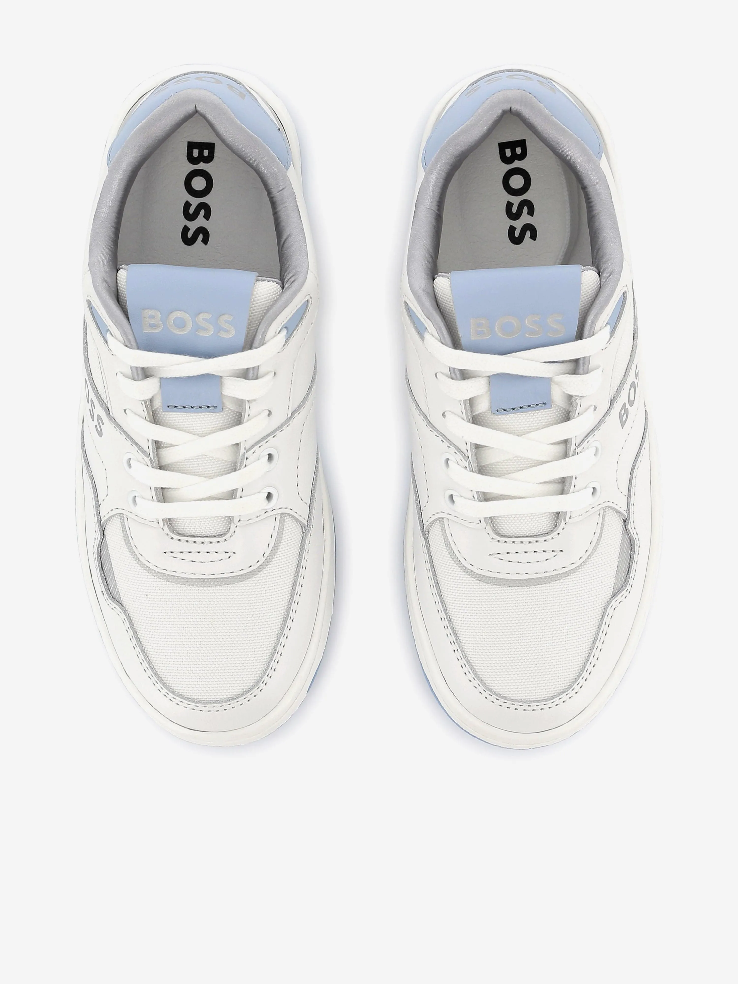 BOSS Kids Lace Up Logo Trainers in White