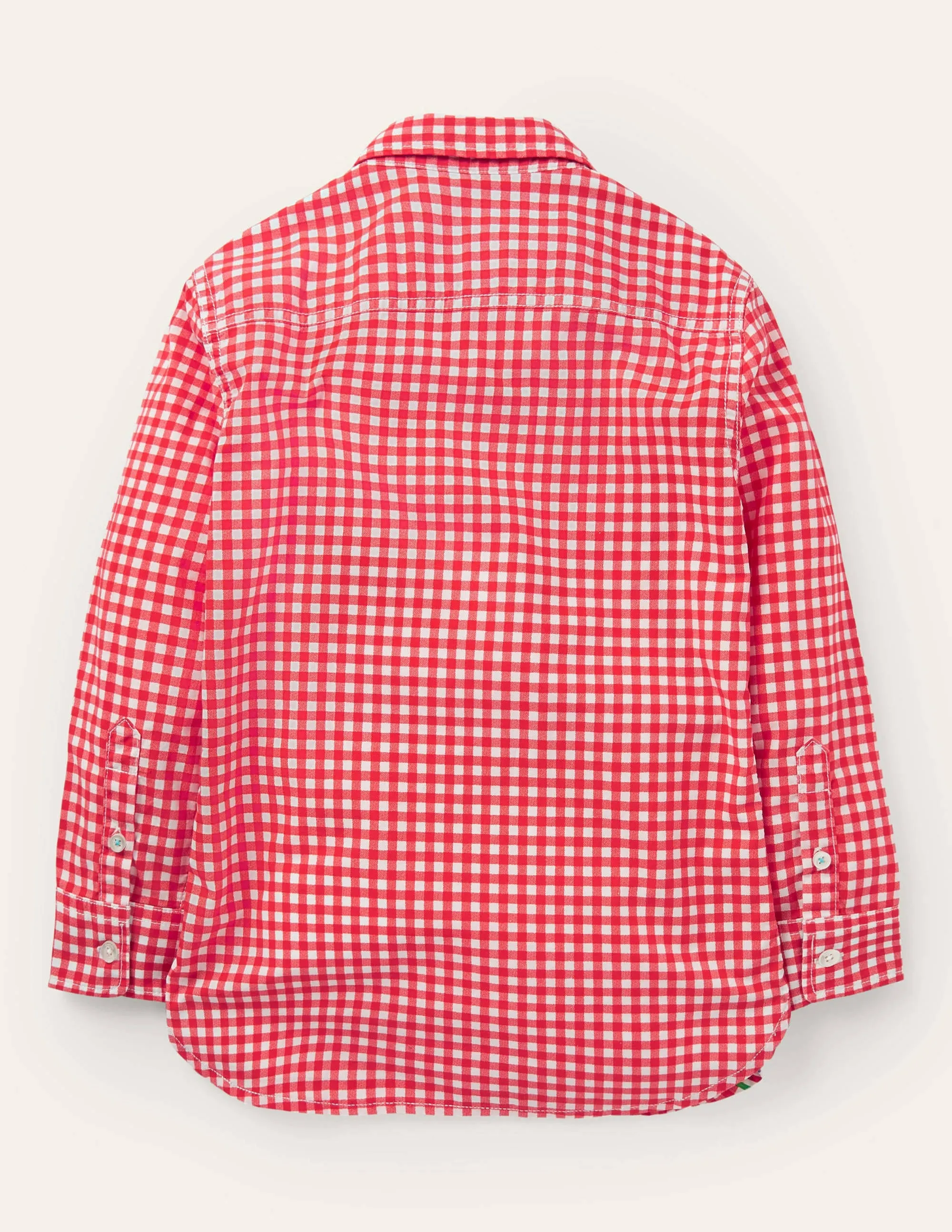 Casual Laundered Shirt-Red Gingham
