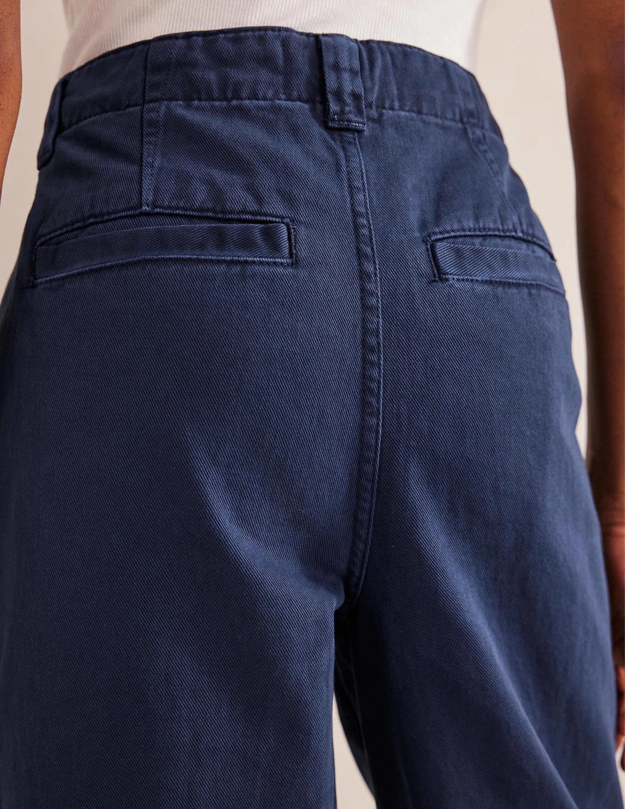 Casual Tapered Cotton Trousers-Night Blue