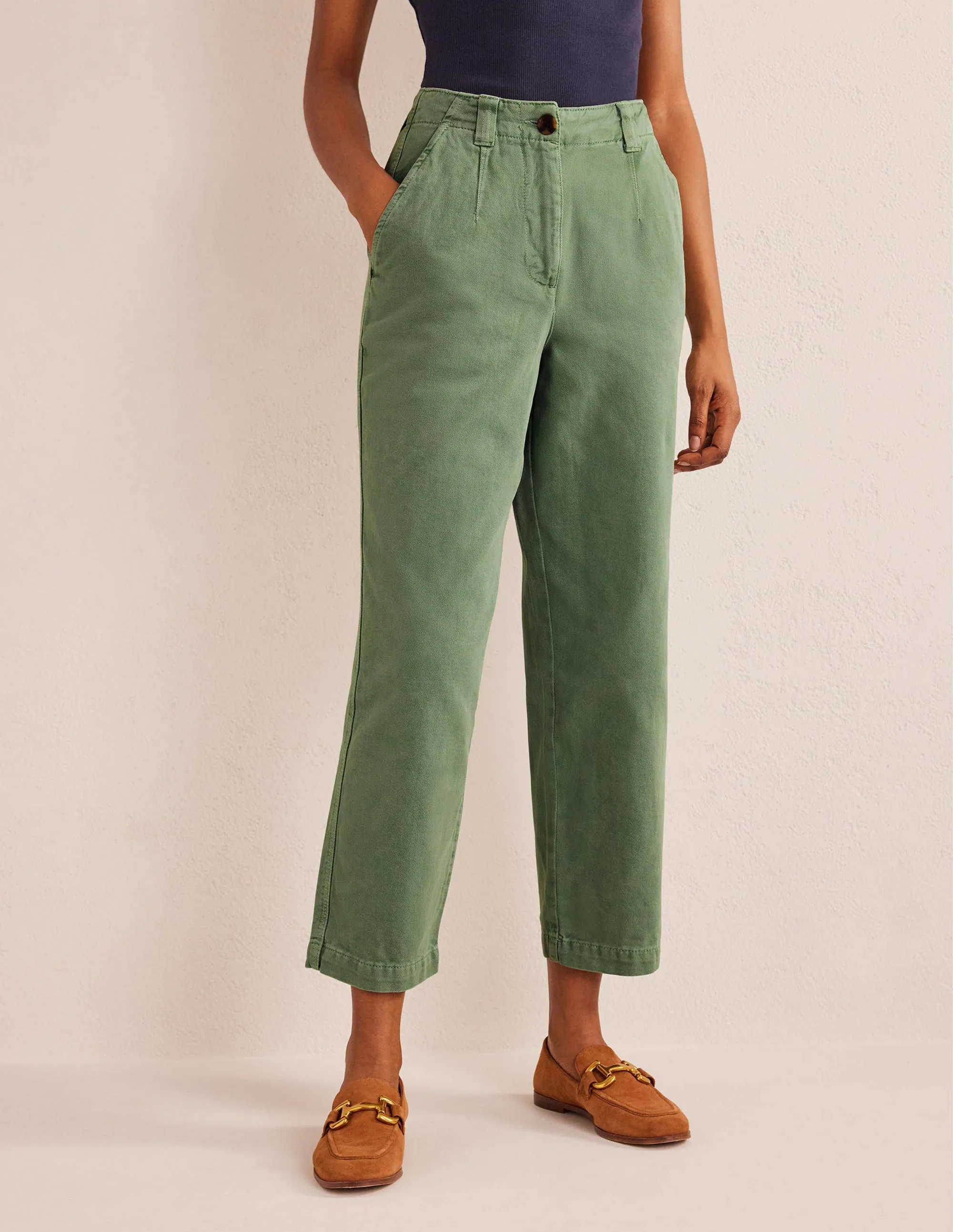 Casual Tapered Cotton Trousers-Seaspray