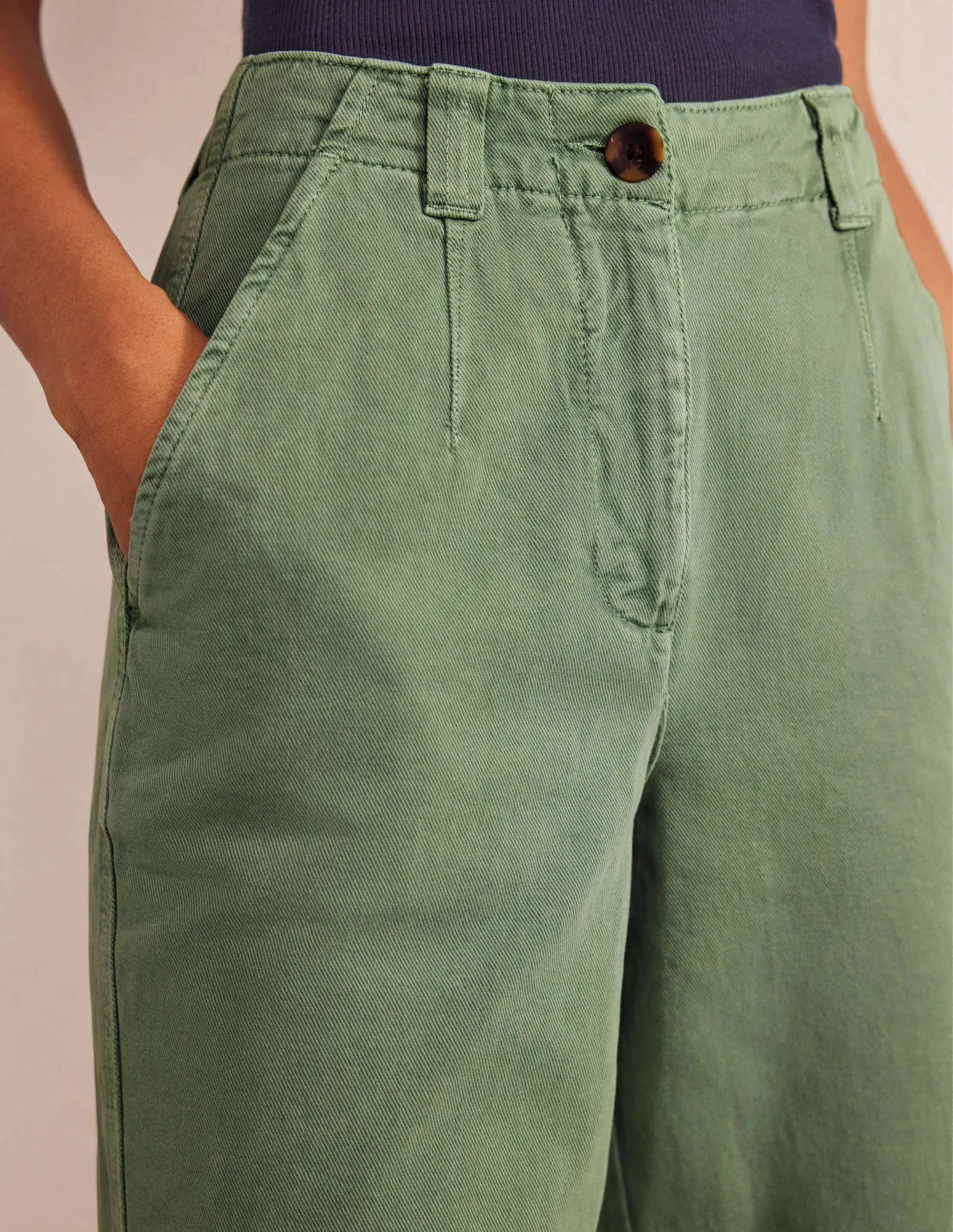 Casual Tapered Cotton Trousers-Seaspray