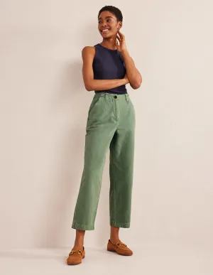 Casual Tapered Cotton Trousers-Seaspray