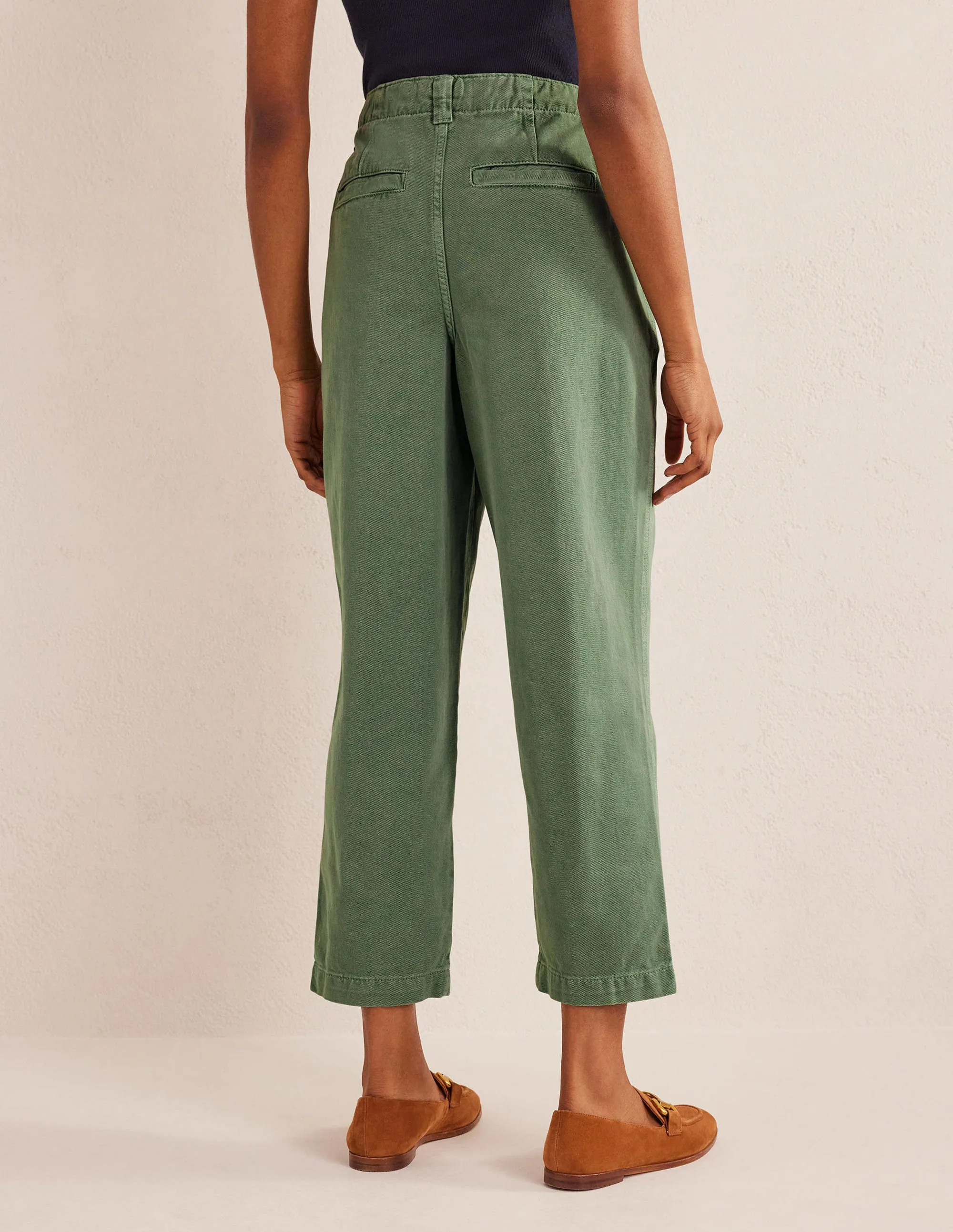 Casual Tapered Cotton Trousers-Seaspray