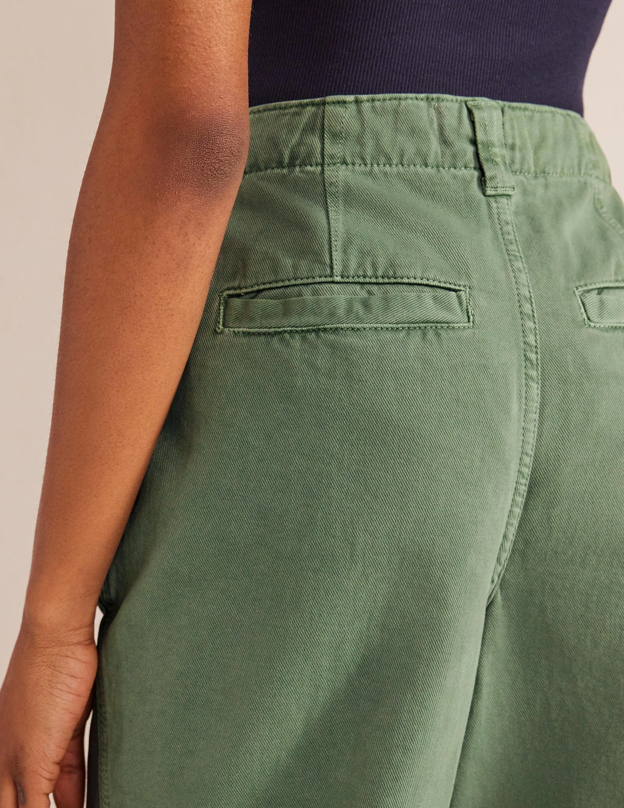 Casual Tapered Cotton Trousers-Seaspray