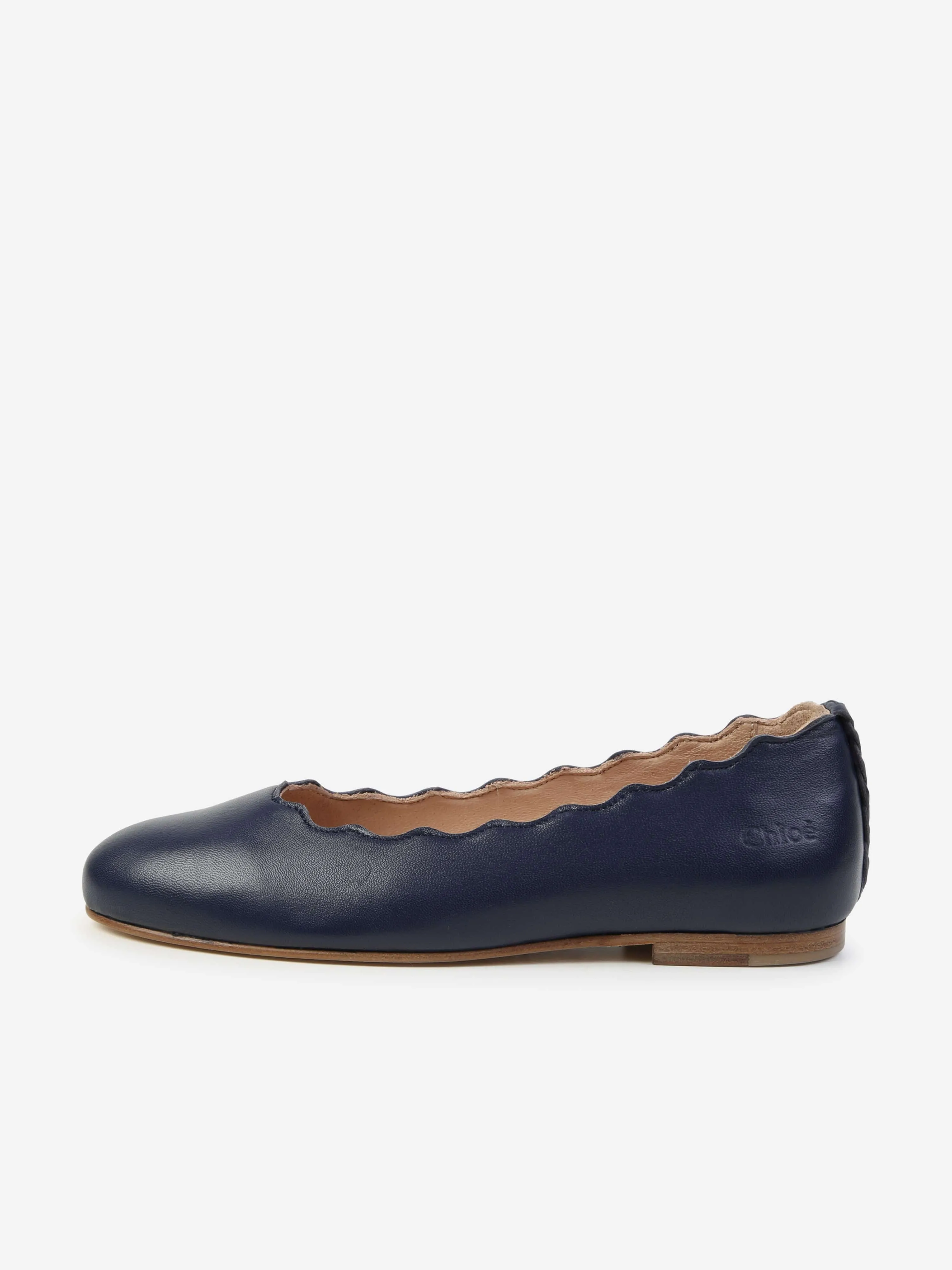 Chloé Girls Leather Ballerina Shoes in Navy