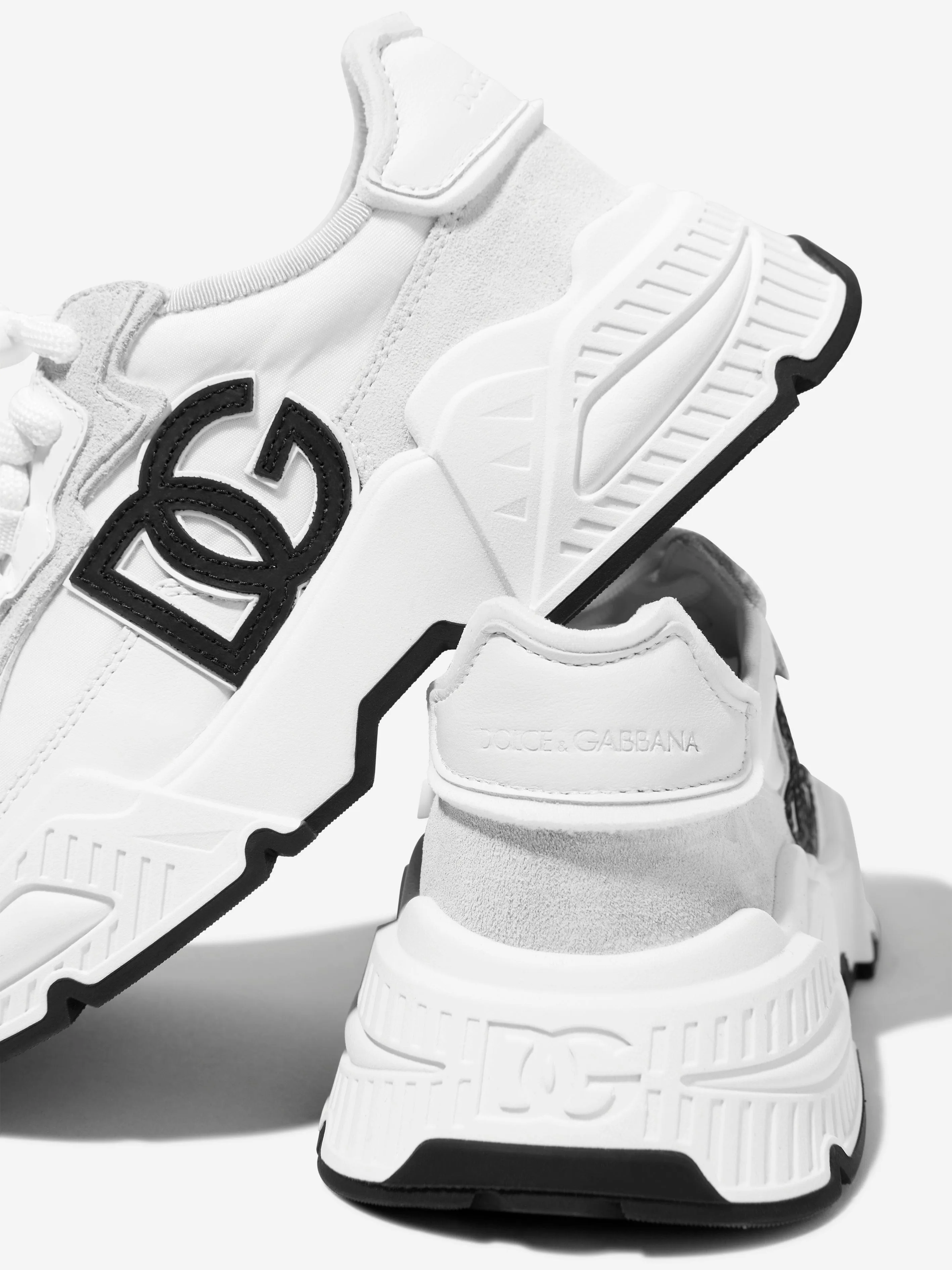 Dolce & Gabbana Kids Mixed Materials Daymaster Trainers in White