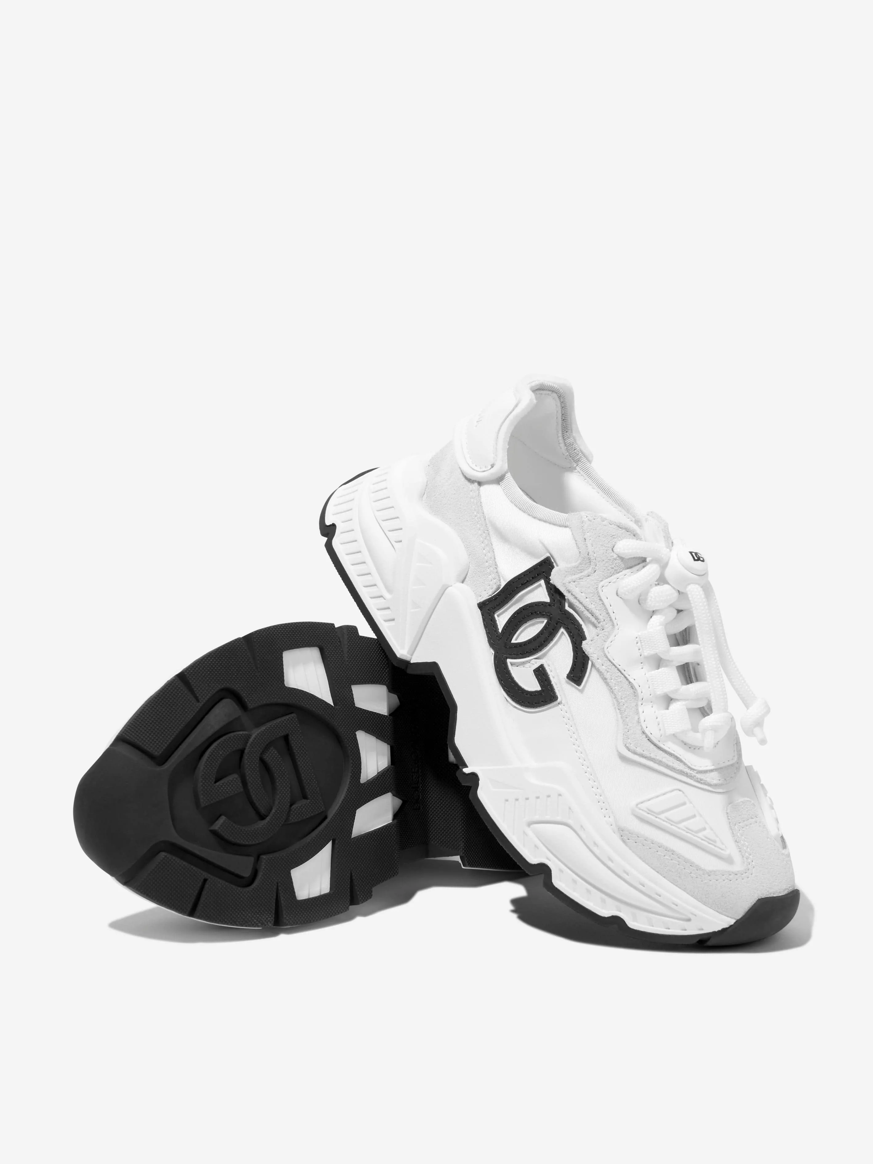 Dolce & Gabbana Kids Mixed Materials Daymaster Trainers in White