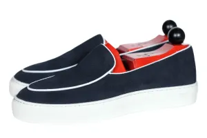 Ellensburg - Navy Suede / White Calf Piping - PRE SALE
