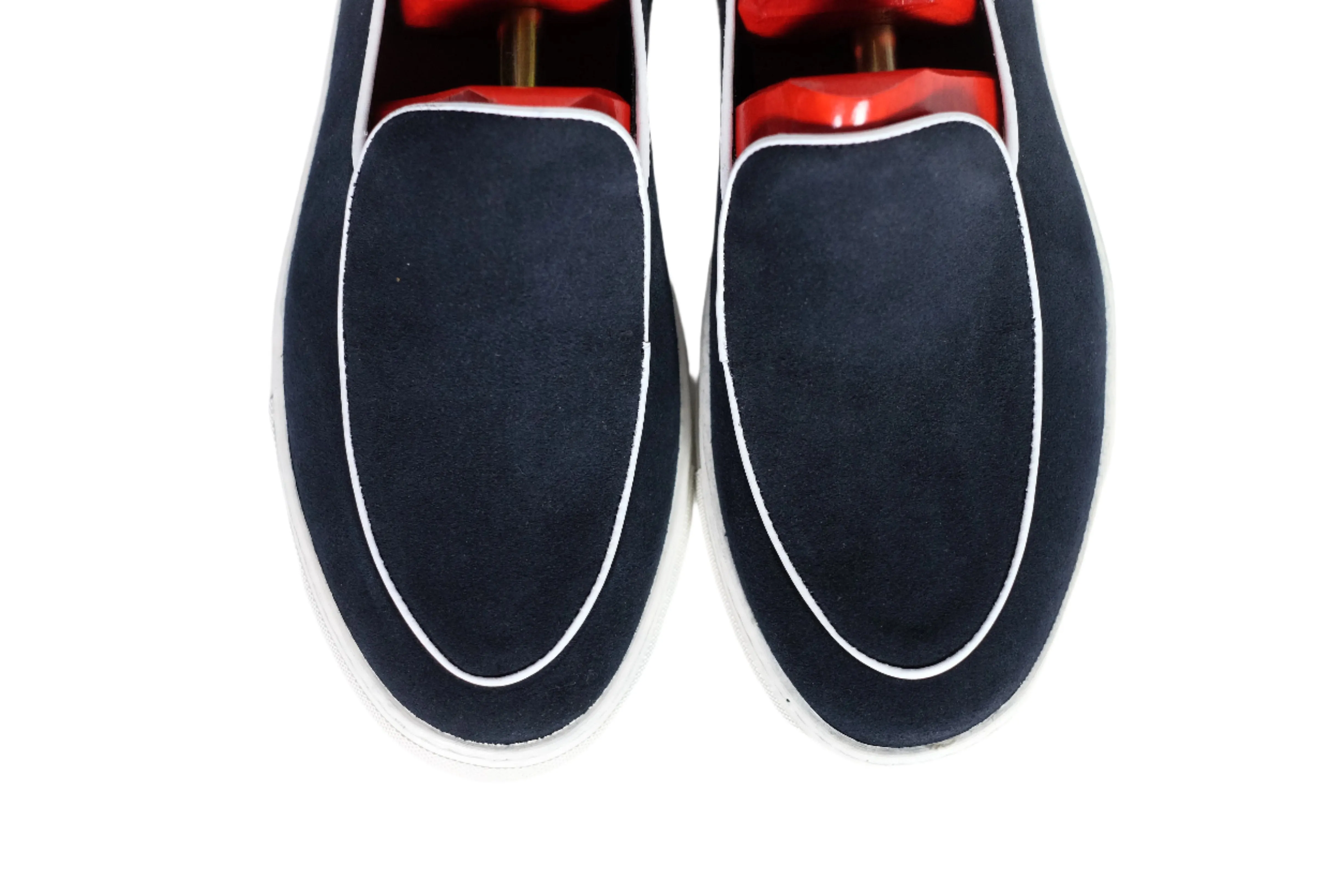 Ellensburg - Navy Suede / White Calf Piping - PRE SALE