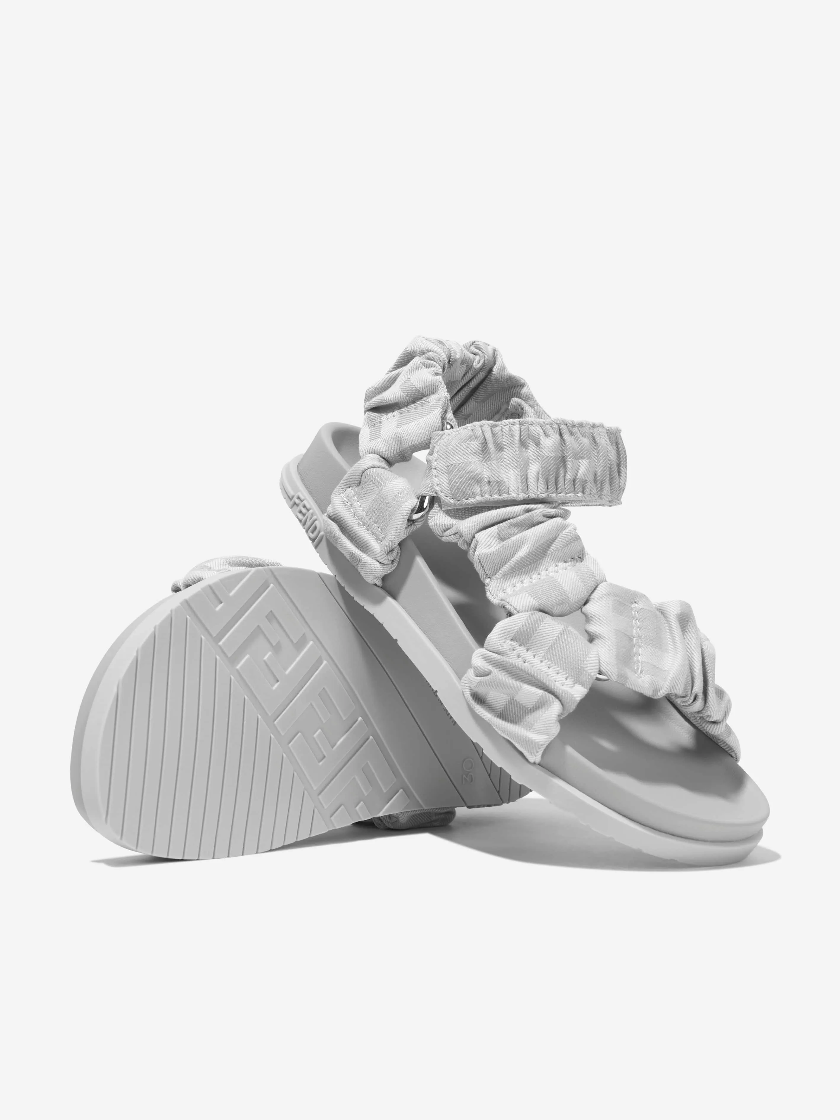 Fendi Kids FF Logo Sandals in Grey