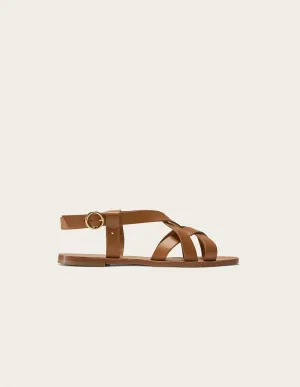 Flat sandals - Camel leather