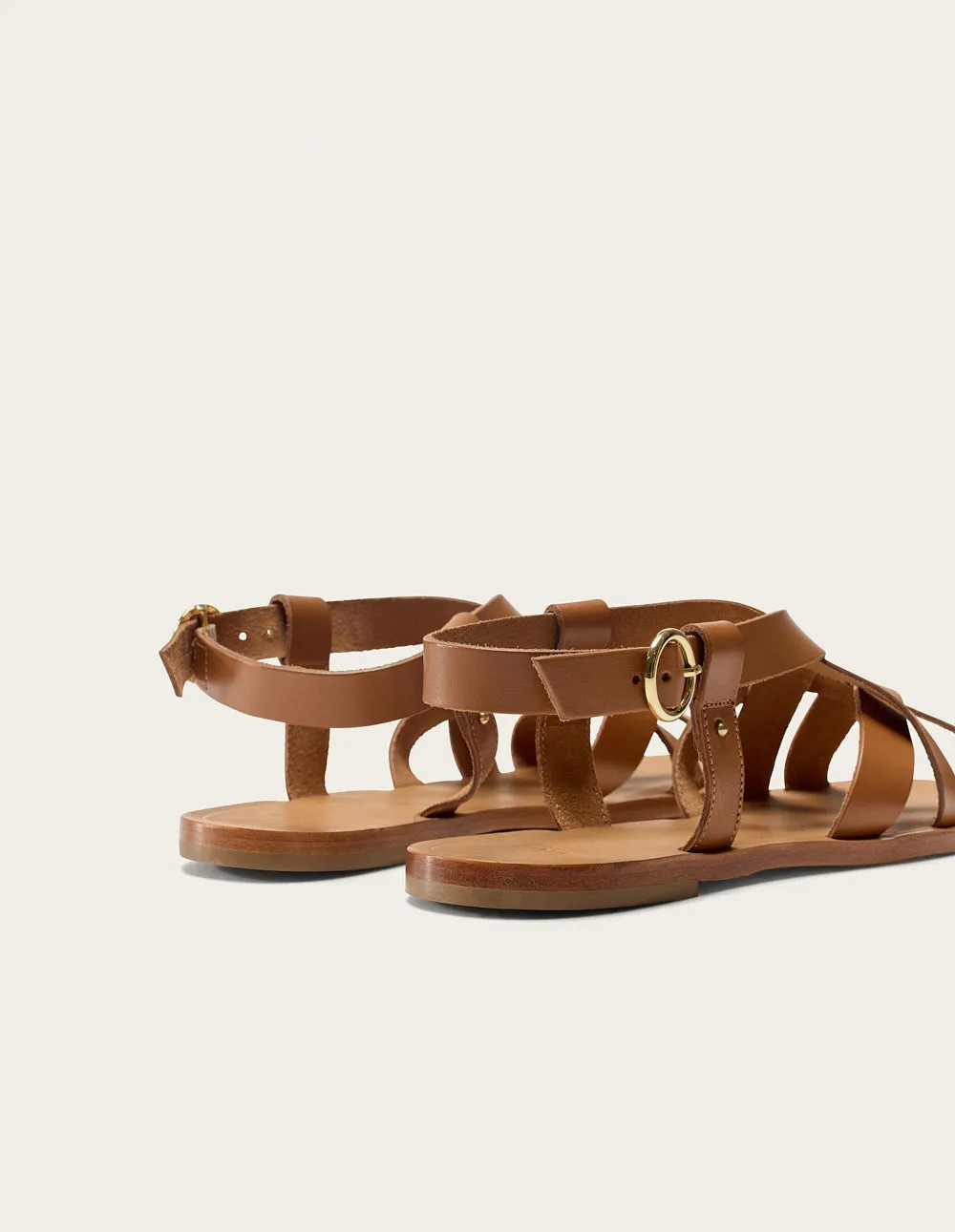 Flat sandals - Camel leather