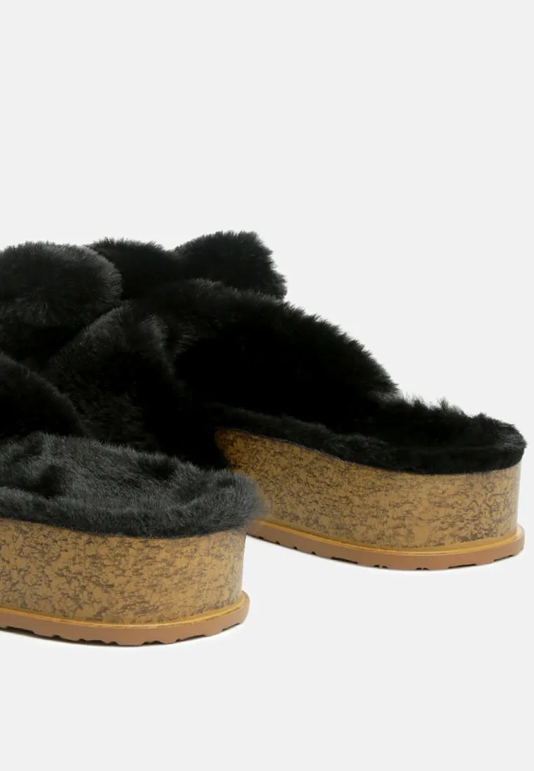 fuzz bow fur flats