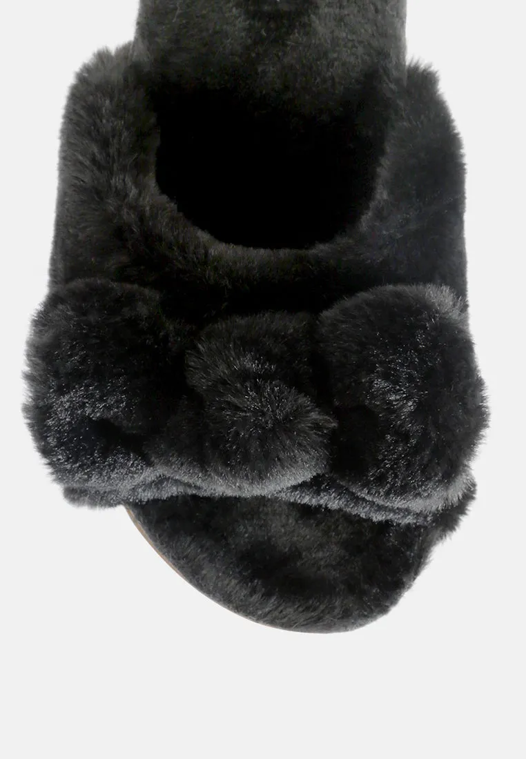 fuzz bow fur flats