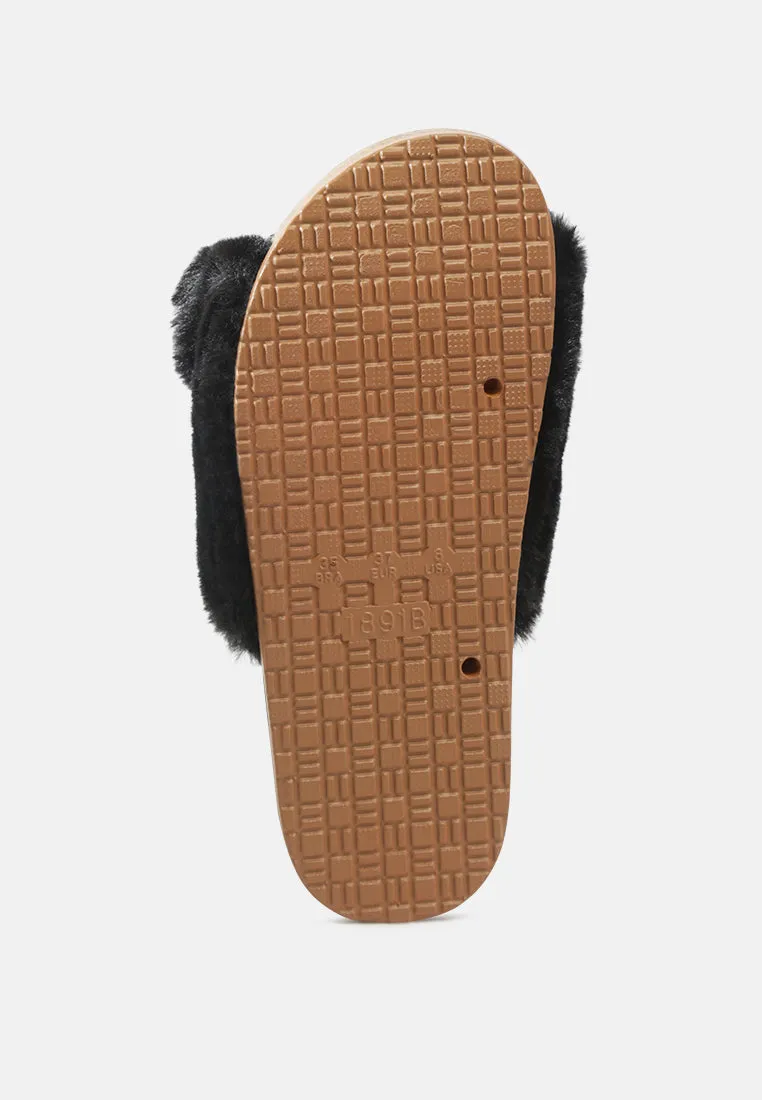 fuzz bow fur flats