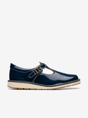 Girls Patent Joyful Skip T-Bar Shoes in Navy