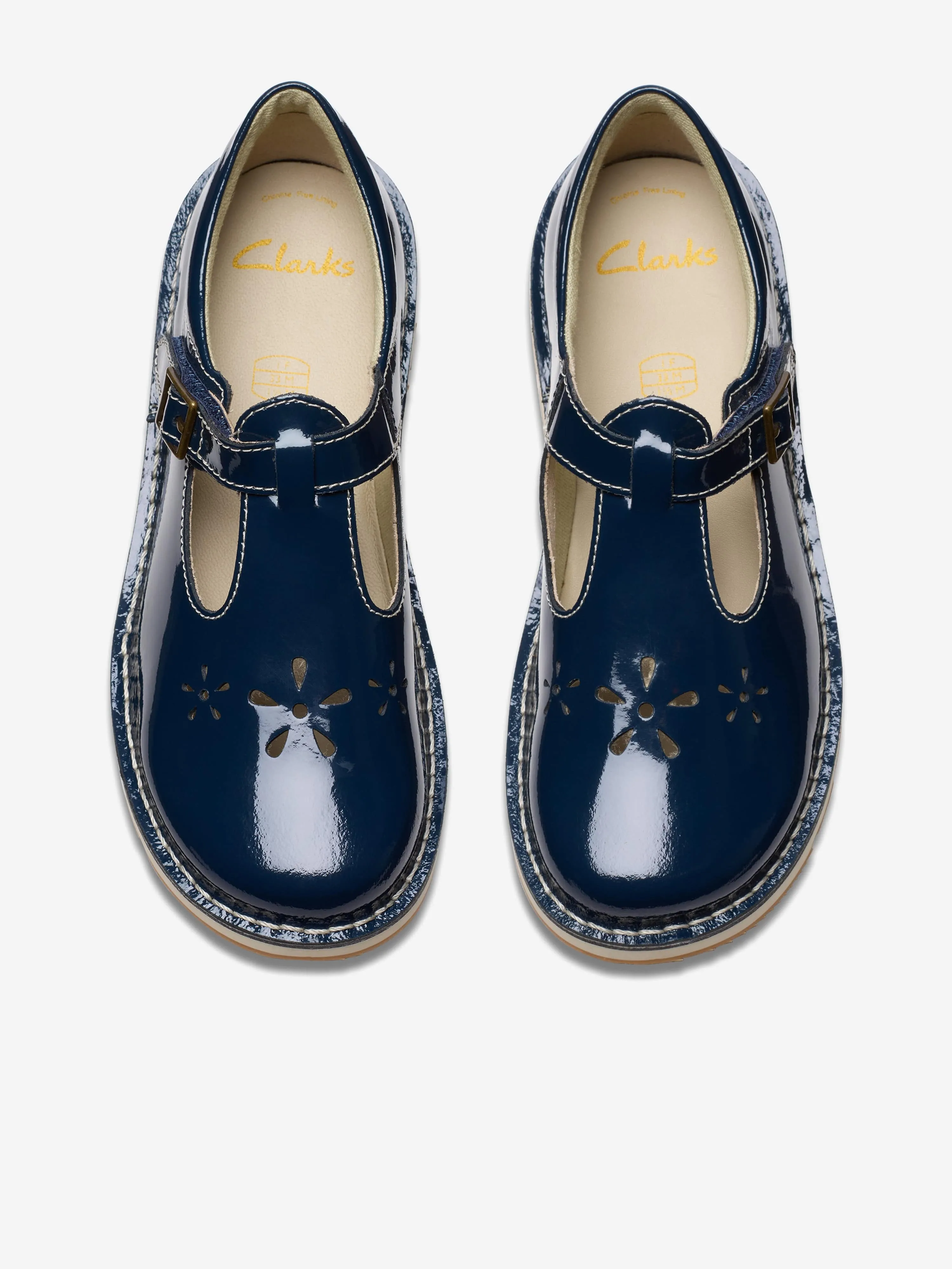 Girls Patent Joyful Skip T-Bar Shoes in Navy