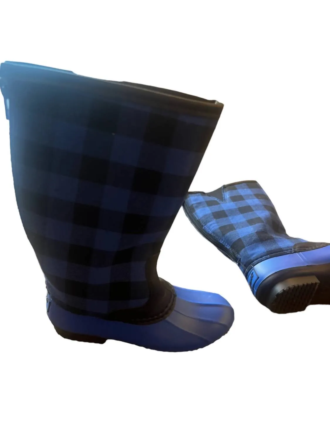 Girls Plaid Boots In Blue