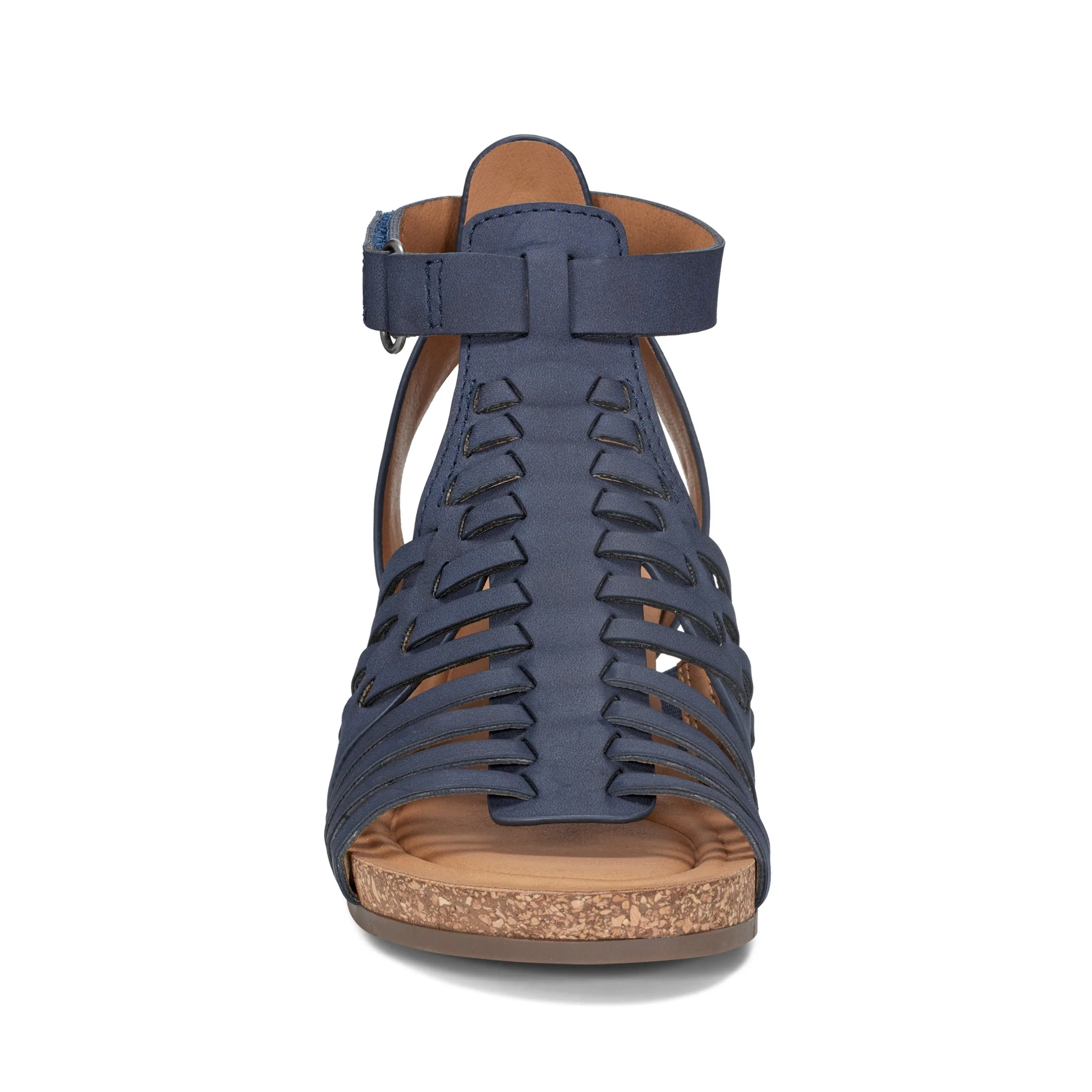 Hattie Round Toe Strappy Wedge Sandals