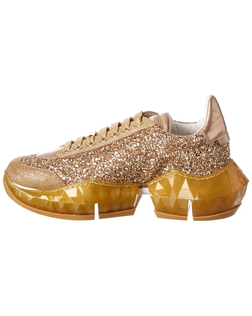 Jimmy Choo Diamond/F Leather & Glitter Sneaker