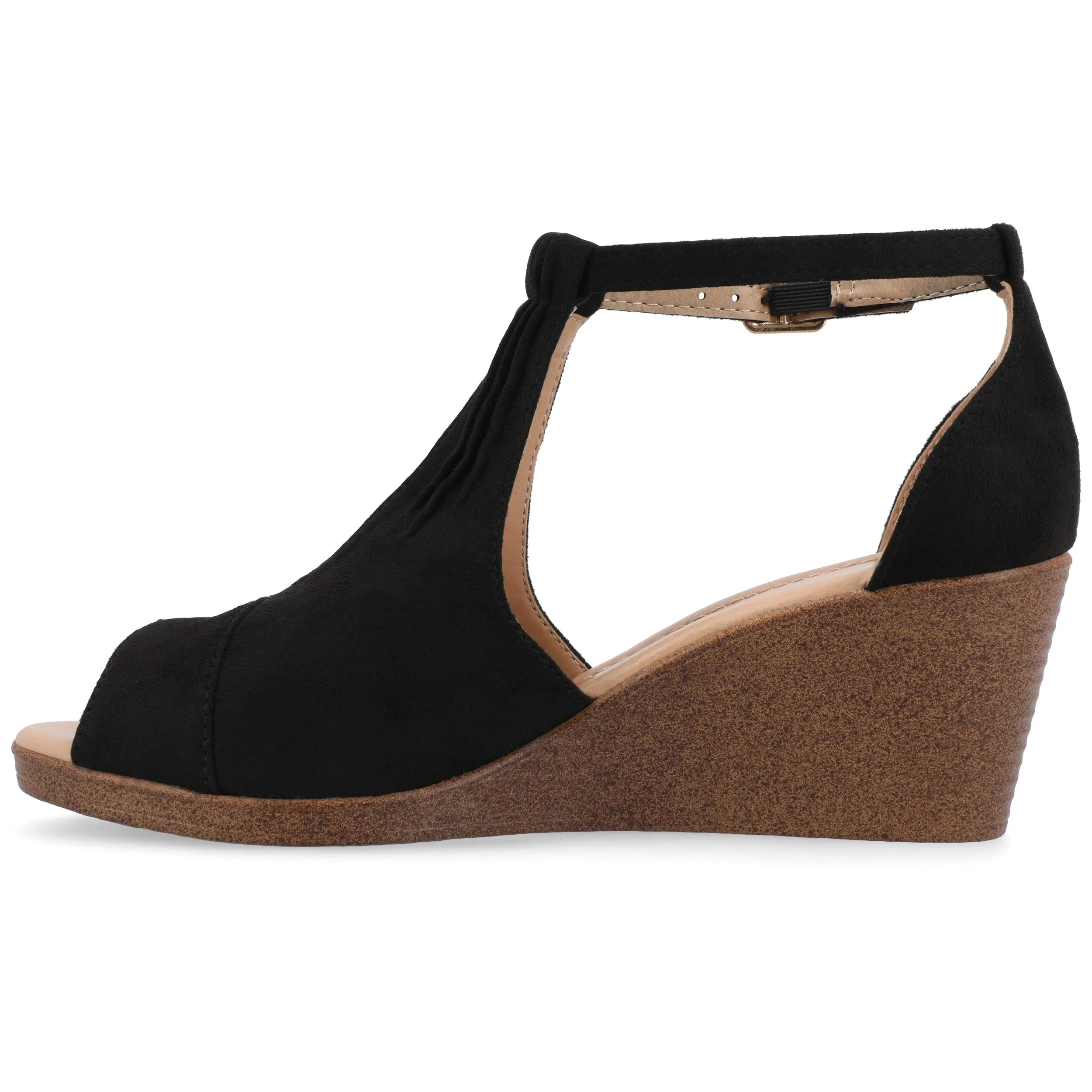 Journee Collection Womens Kedzie Medium and Wide Width Buckle Open Toe Wedge