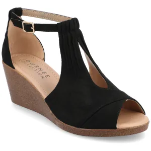 Journee Collection Womens Kedzie Medium and Wide Width Buckle Open Toe Wedge
