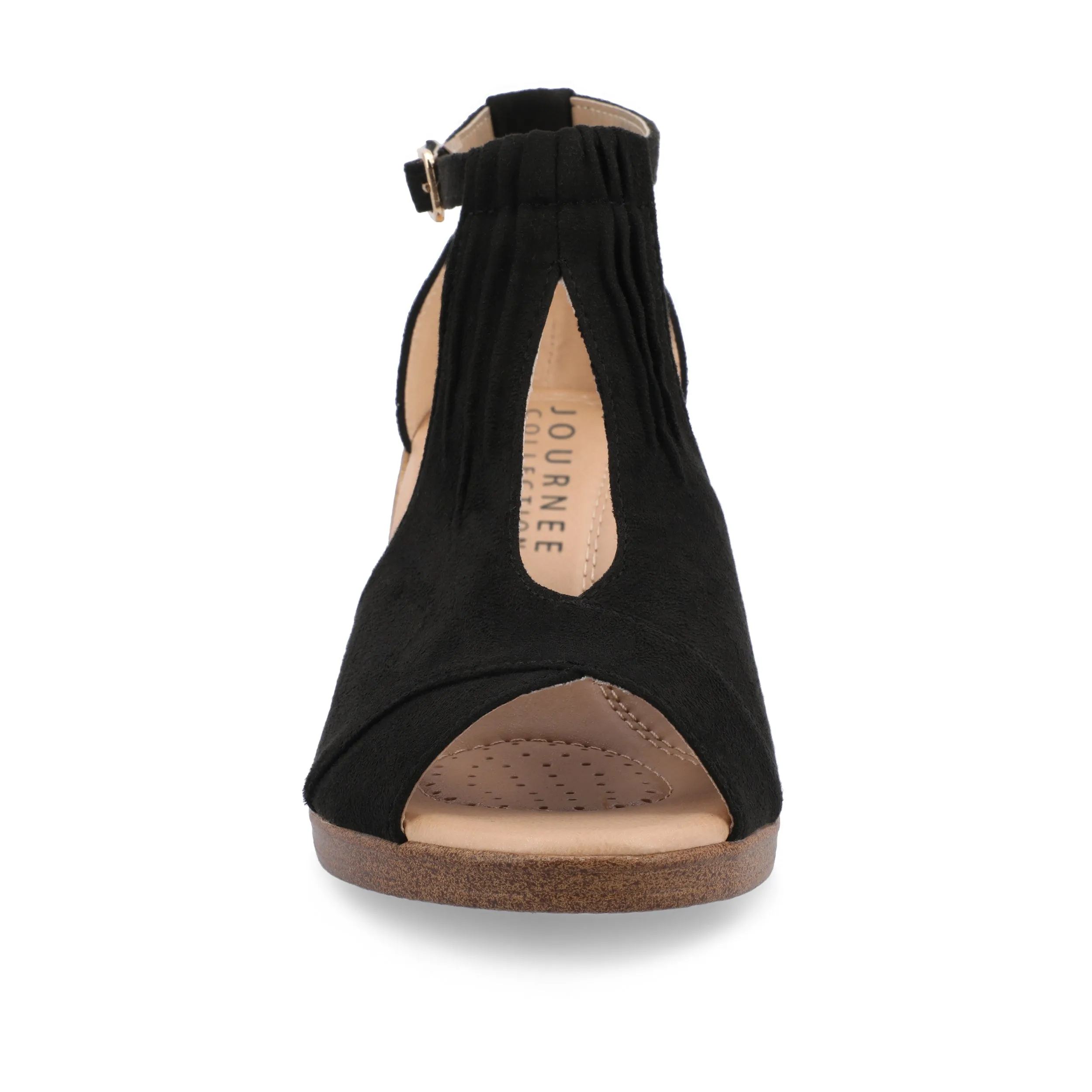 Journee Collection Womens Kedzie Medium and Wide Width Buckle Open Toe Wedge