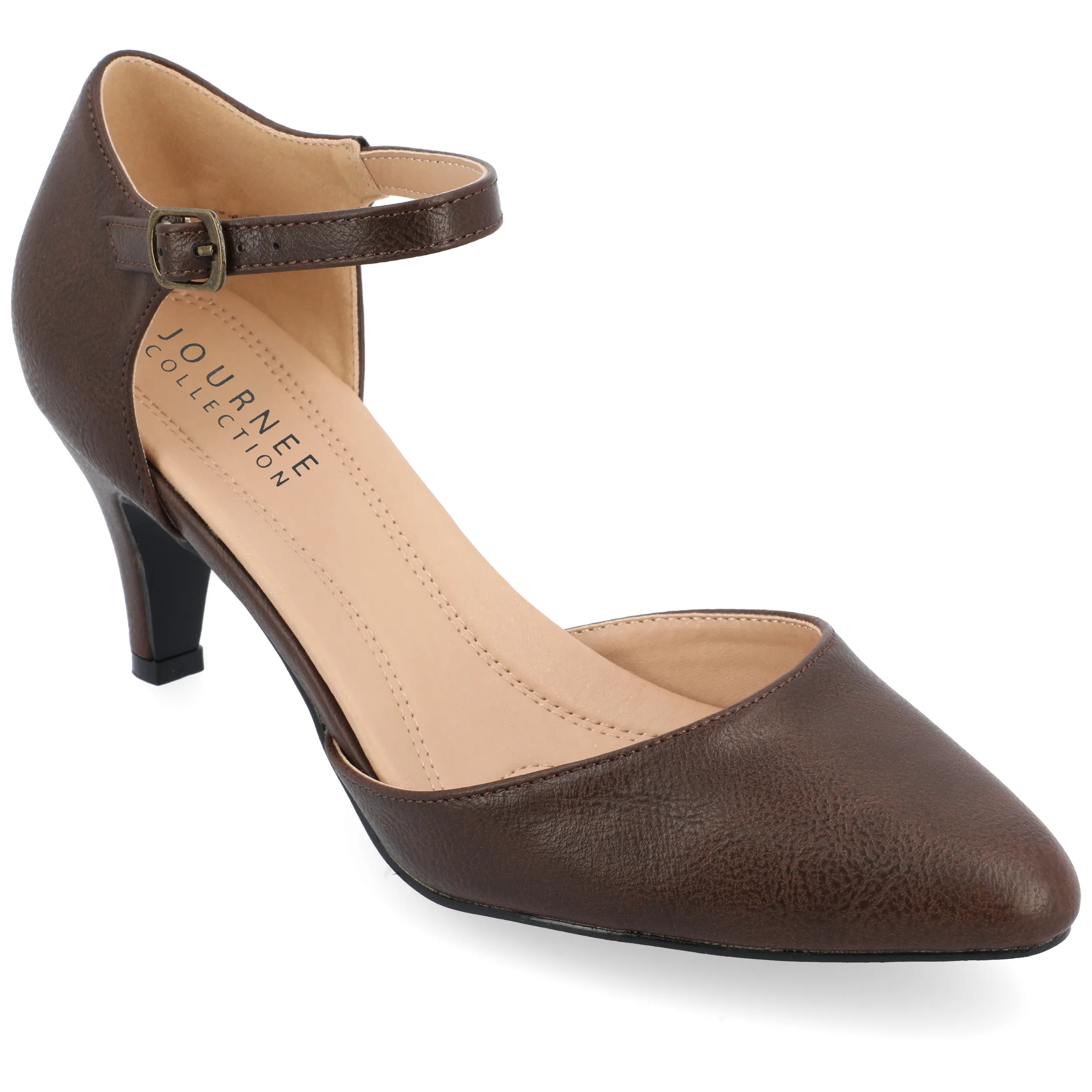 Journee Womens Bettie Almond Toe Mid Heel Pumps