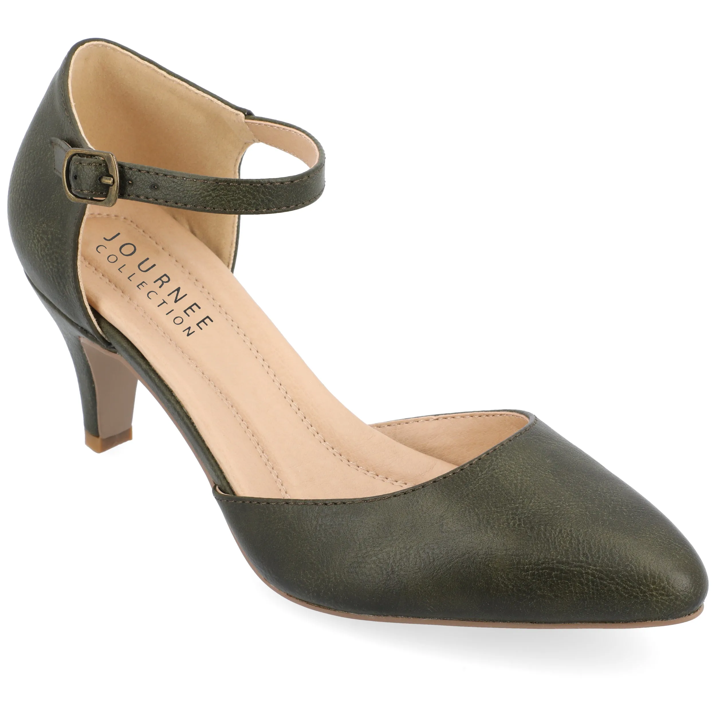 Journee Womens Bettie Almond Toe Mid Heel Pumps
