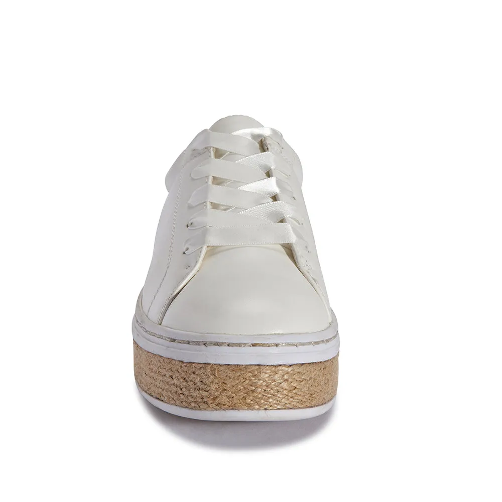 Jute lace up trainer