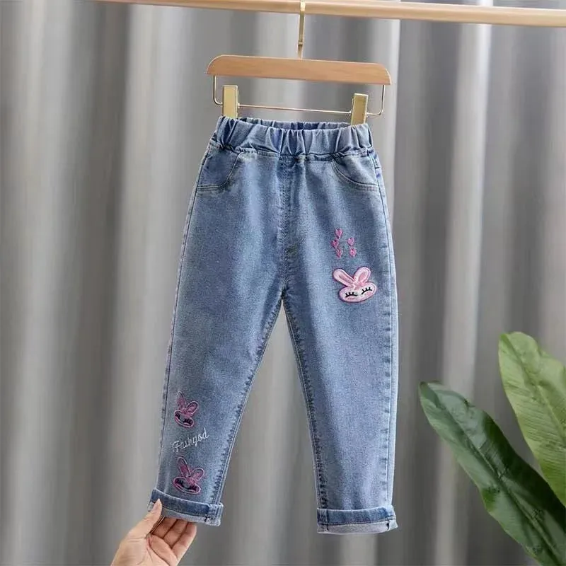 Kids Girls Denim Jeans, Casual Toddler & Infant Trousers (1-7Y)