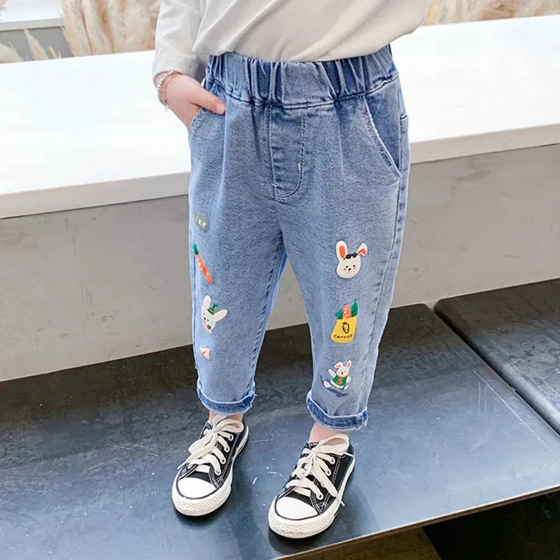 Kids Girls Denim Jeans, Casual Toddler & Infant Trousers (1-7Y)