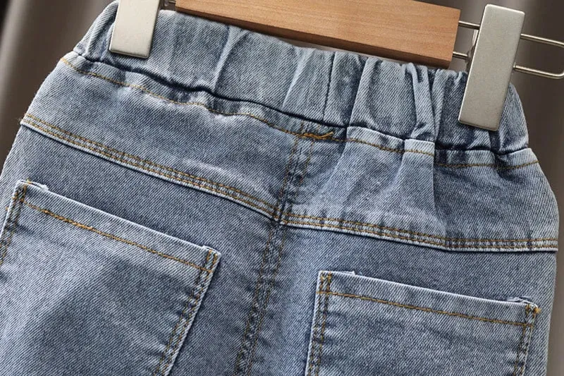 Kids Girls Denim Jeans, Casual Toddler & Infant Trousers (1-7Y)