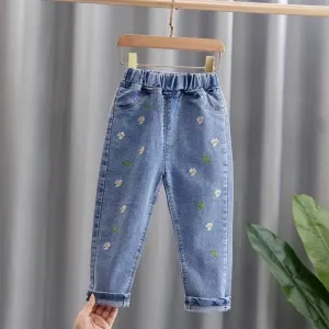 Kids Girls Denim Jeans, Casual Toddler & Infant Trousers (1-7Y)