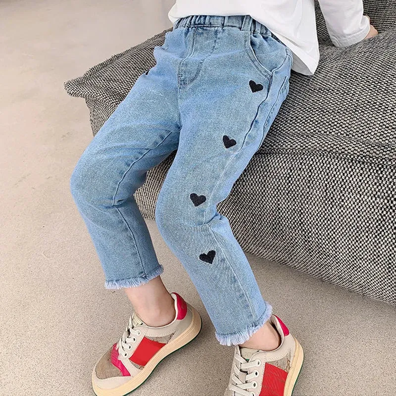 Kids Girls Denim Jeans, Casual Toddler & Infant Trousers (1-7Y)