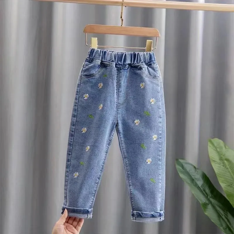 Kids Girls Denim Jeans, Casual Toddler & Infant Trousers (1-7Y)