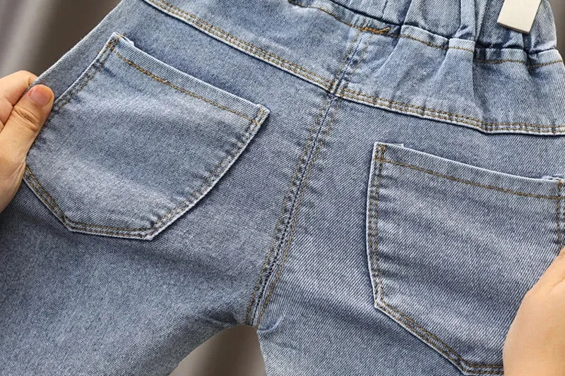 Kids Girls Denim Jeans, Casual Toddler & Infant Trousers (1-7Y)