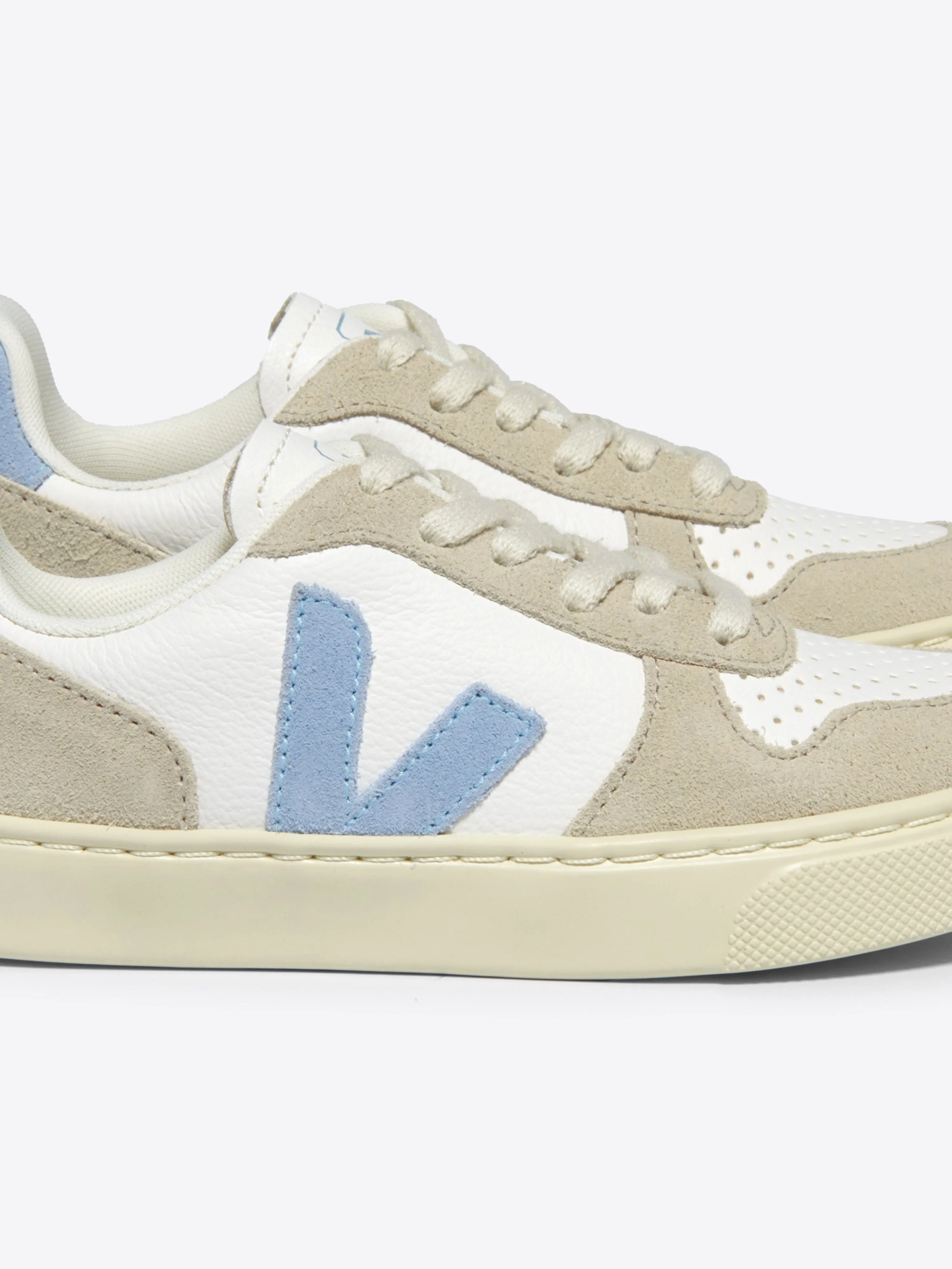 Kids Laces Leather V-10 Trainers in White