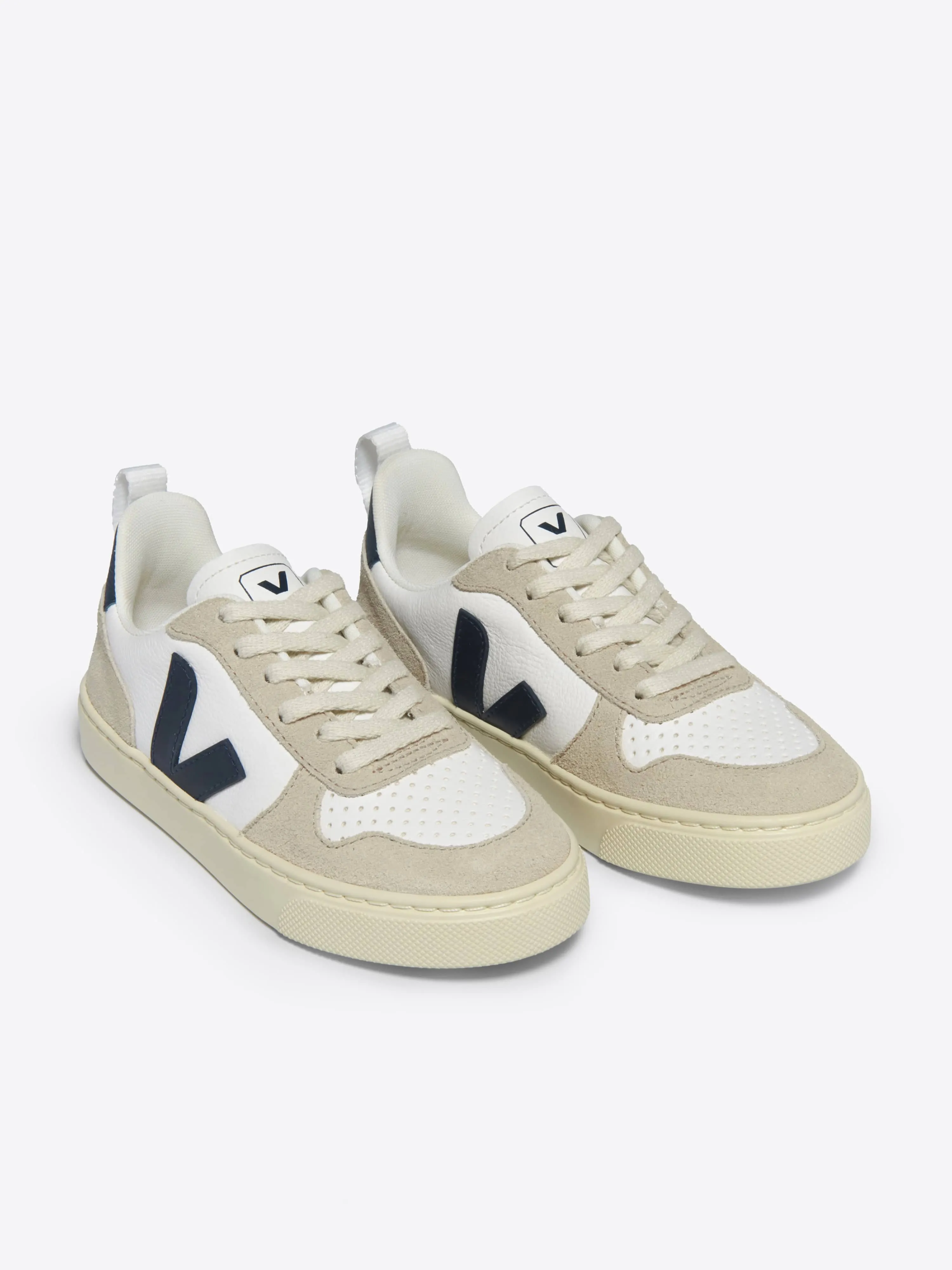 Kids Laces Leather V-10 Trainers in White