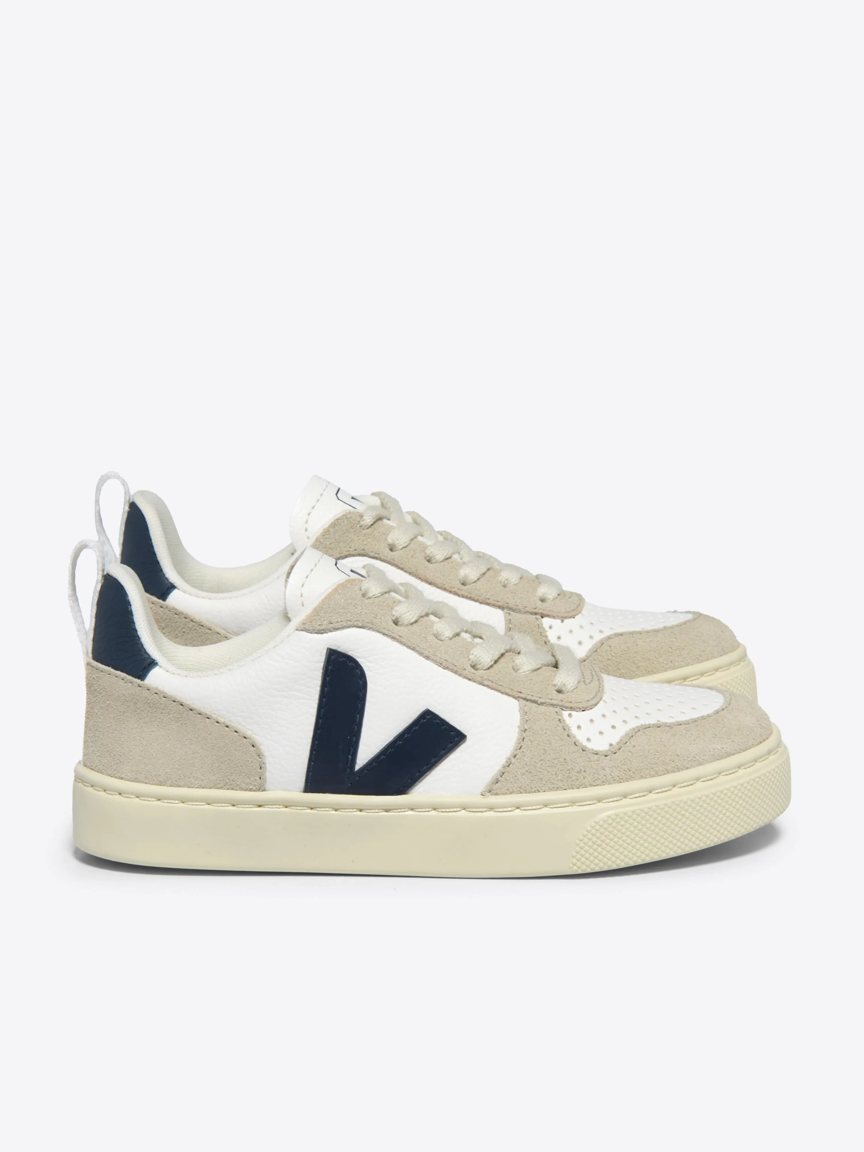 Kids Laces Leather V-10 Trainers in White