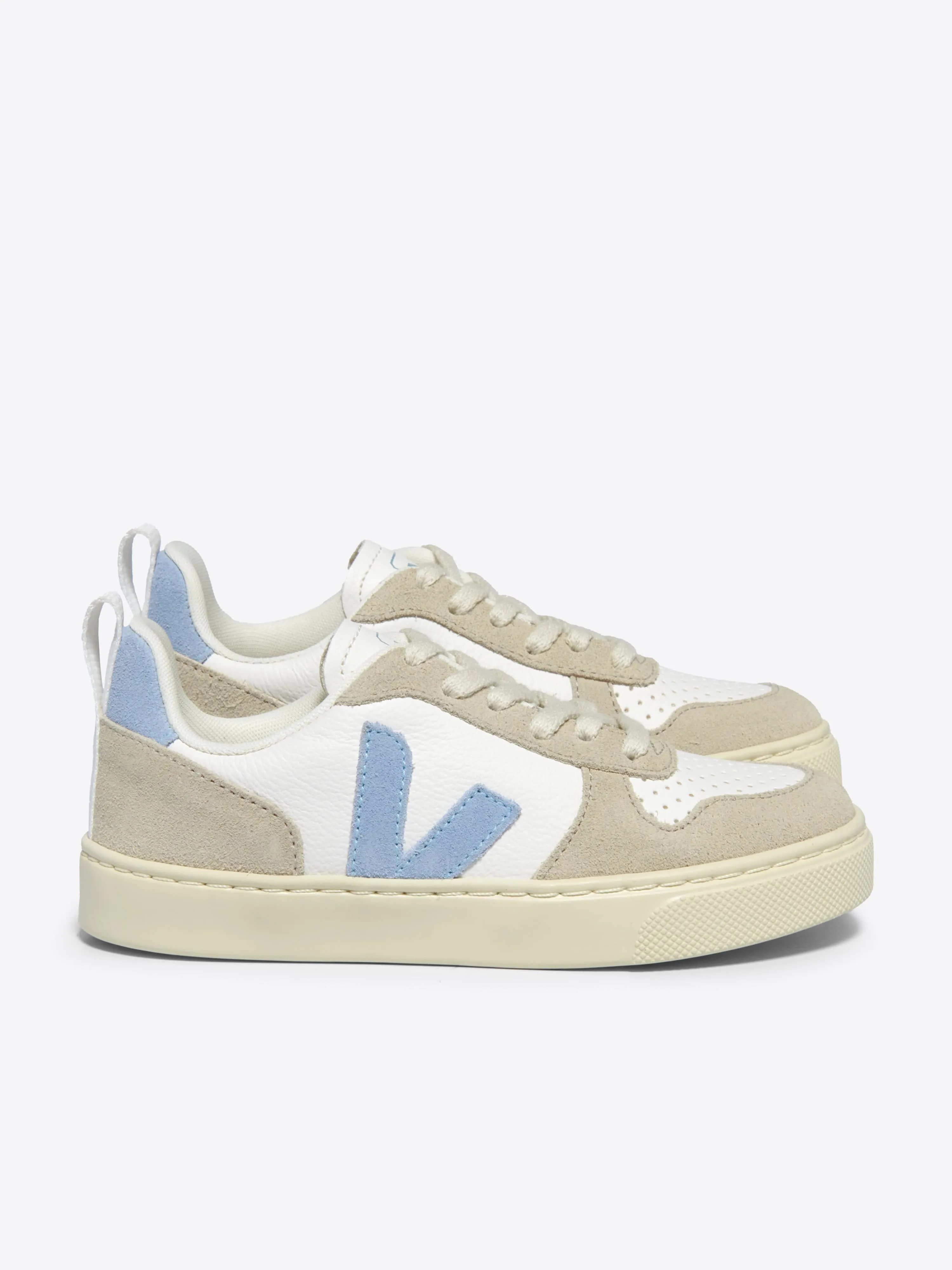 Kids Laces Leather V-10 Trainers in White