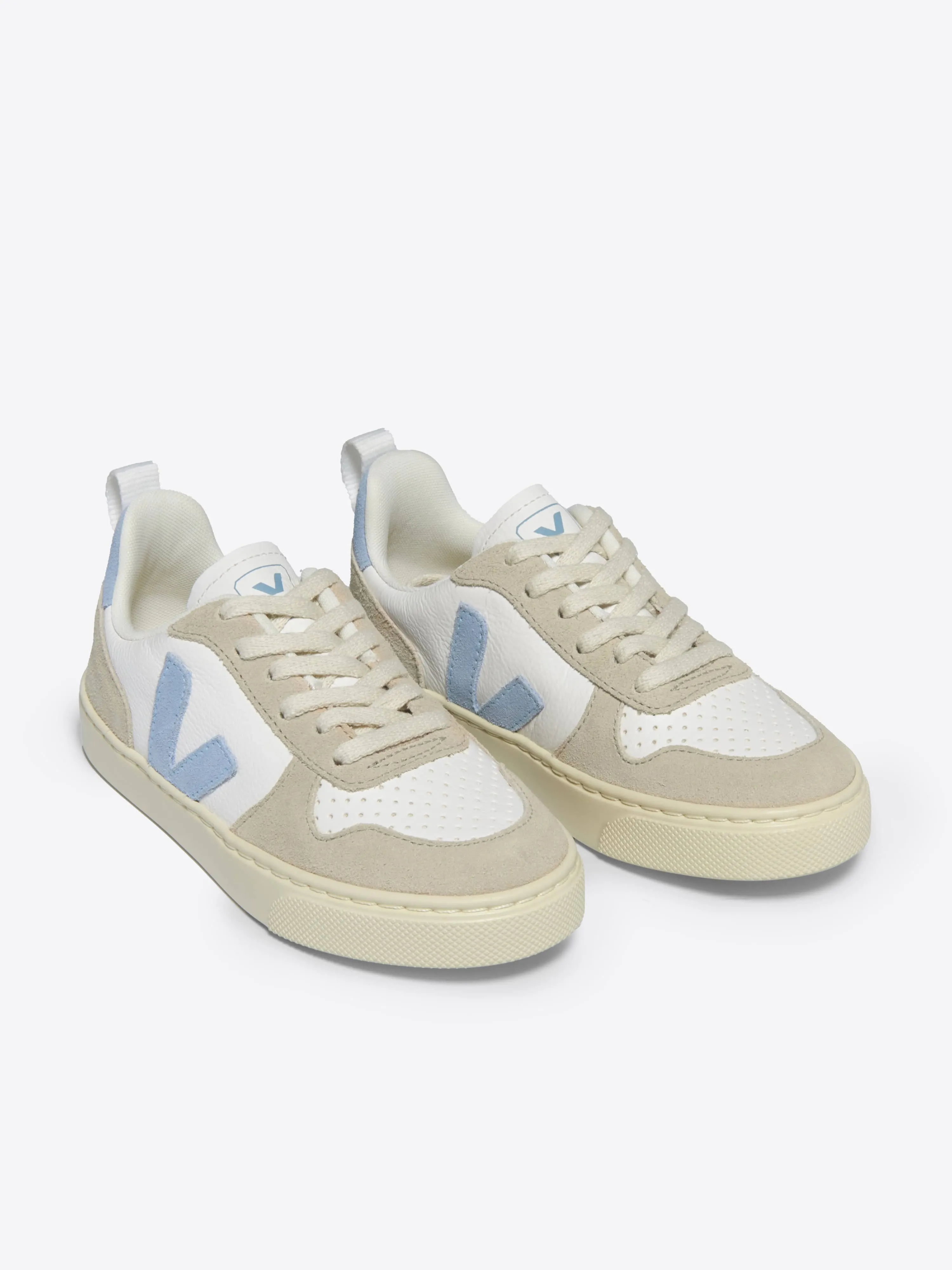 Kids Laces Leather V-10 Trainers in White