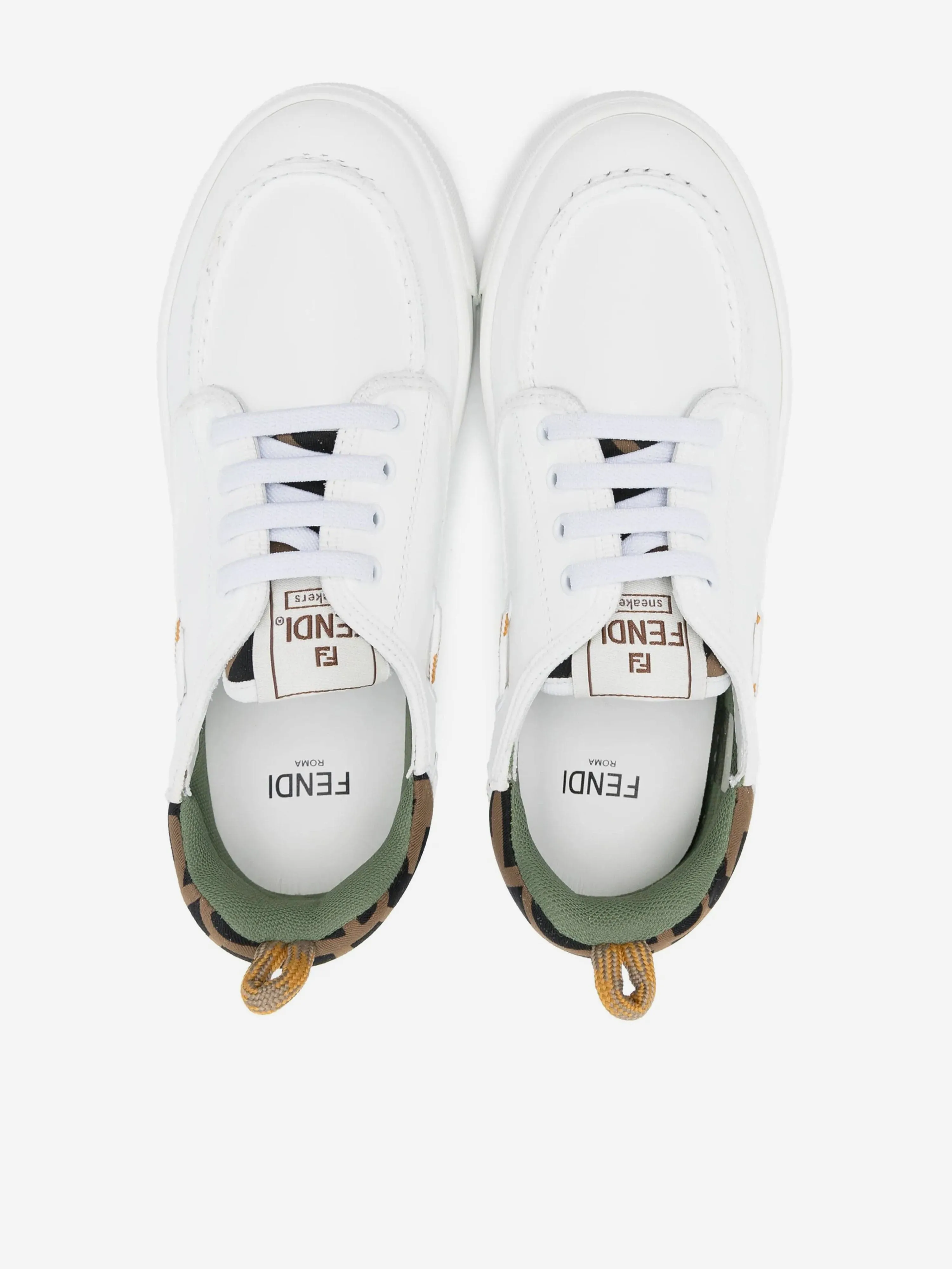 Kids Leather and Jacquard Trainers in White