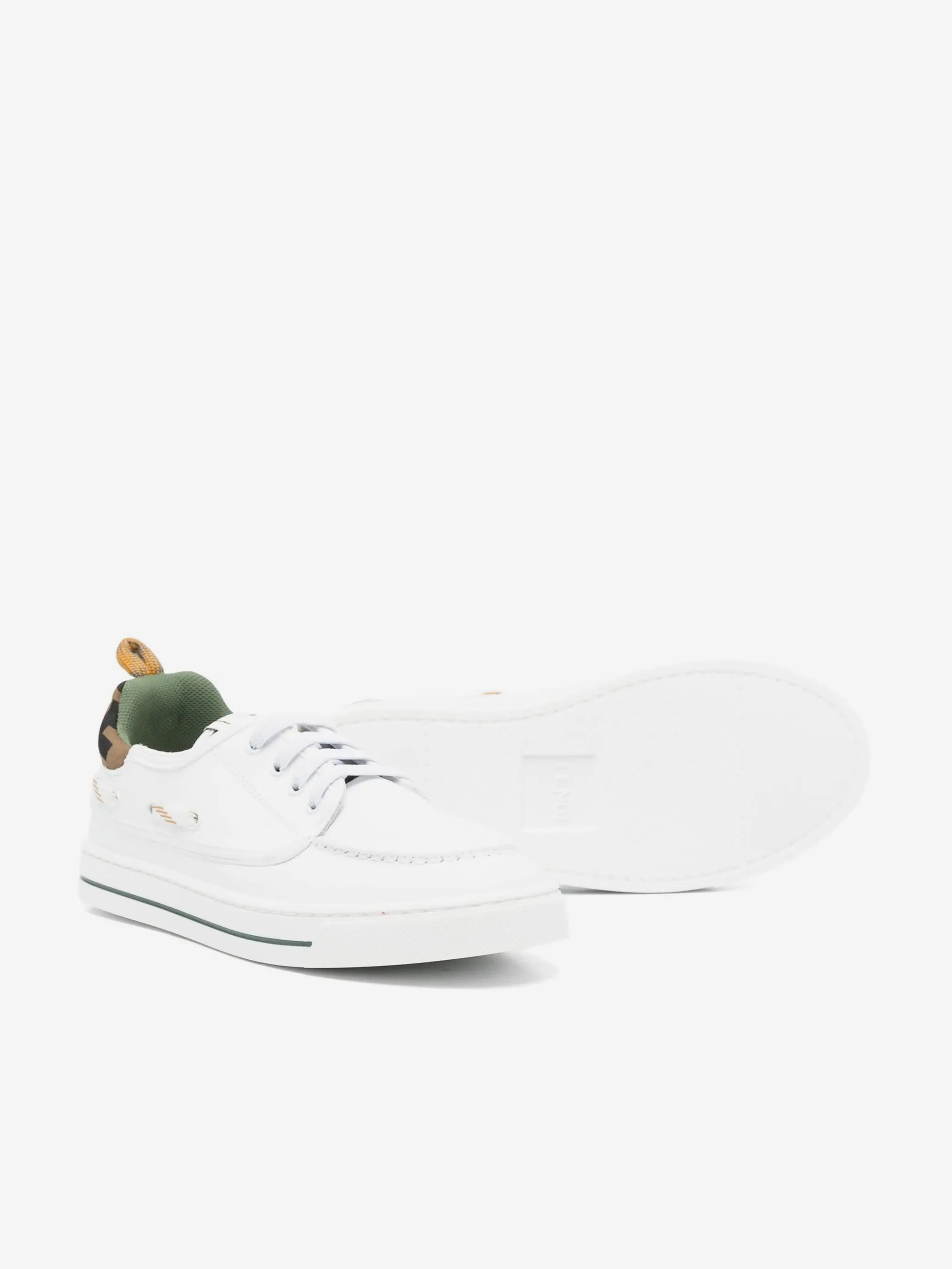 Kids Leather and Jacquard Trainers in White